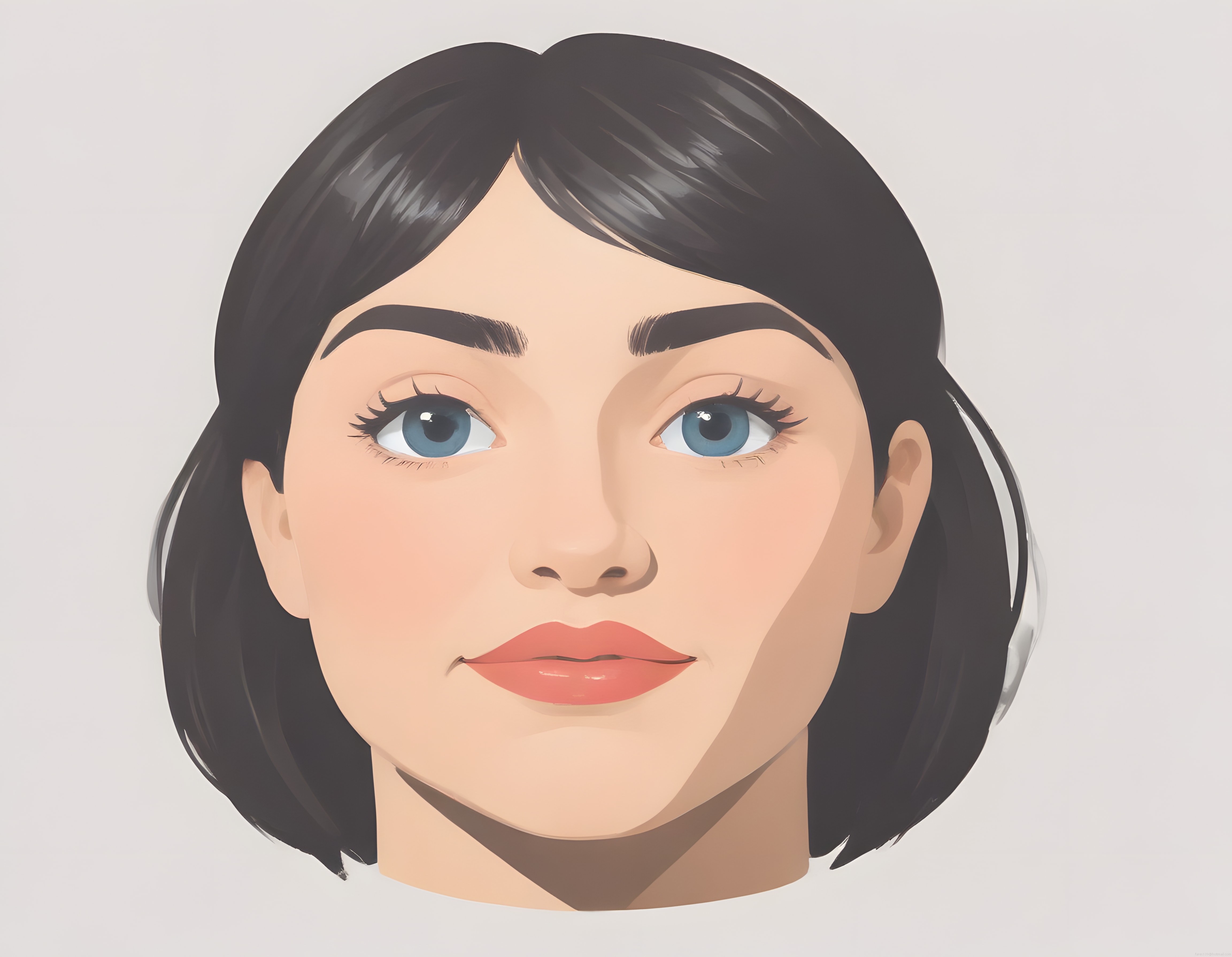 Mavi Gözlü Kadın Dijital Portre Çizimi: Modern ve Minimal Sanat Eseri
