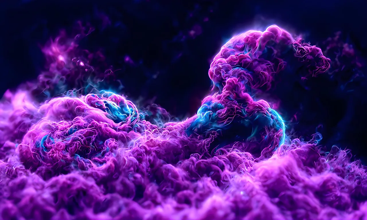 Mavi‑mor nebulalı kozmik derin uzay fotoğrafı