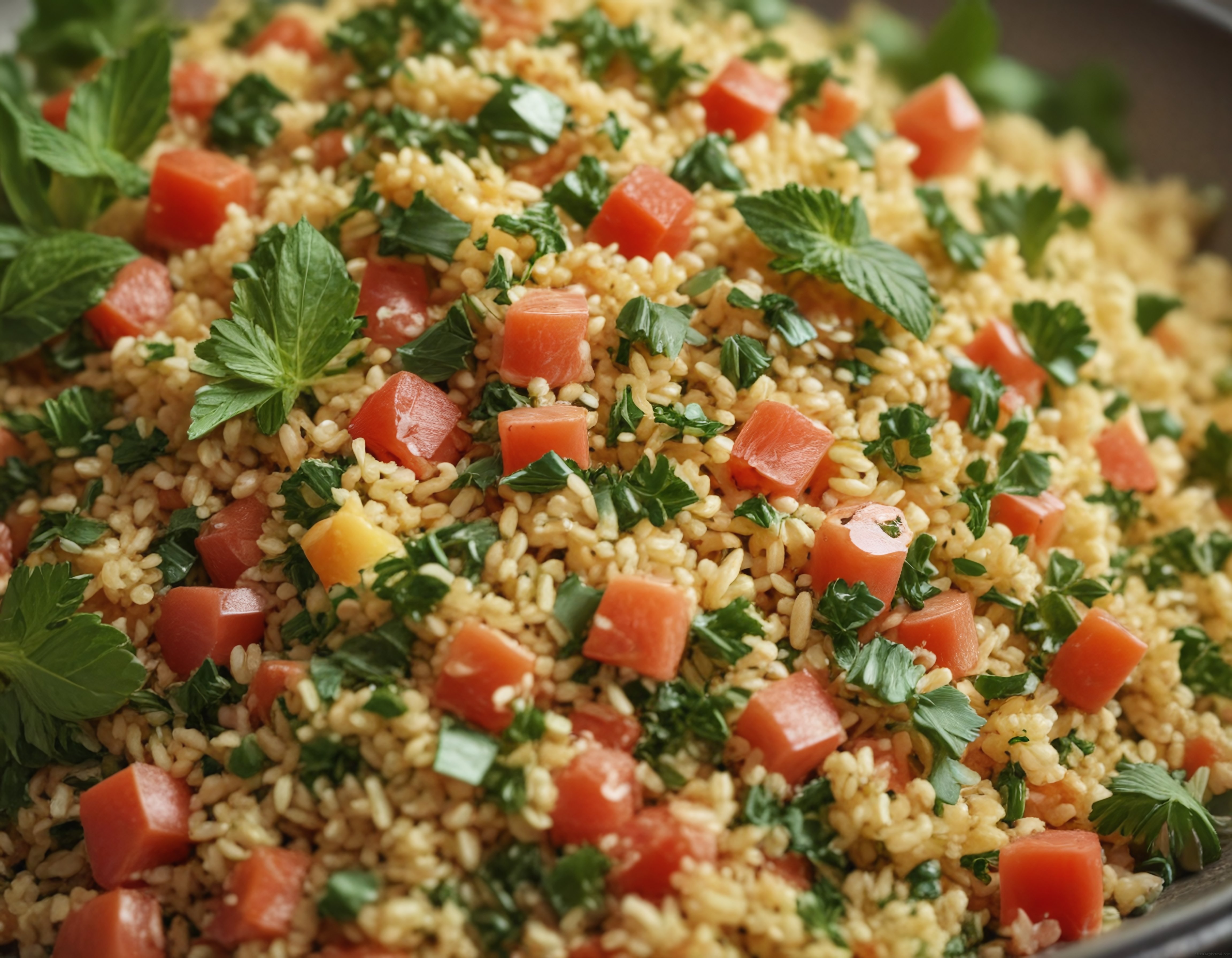 Maydanozlu Naneli Domatesli Bulgur Salatası Tabbouleh Sunumu