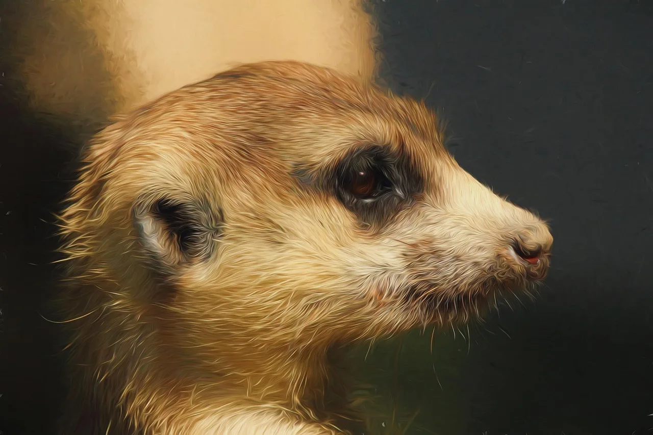 Meerkat dijital yağlı boya portresi - yaratıcı hayvan sanatı