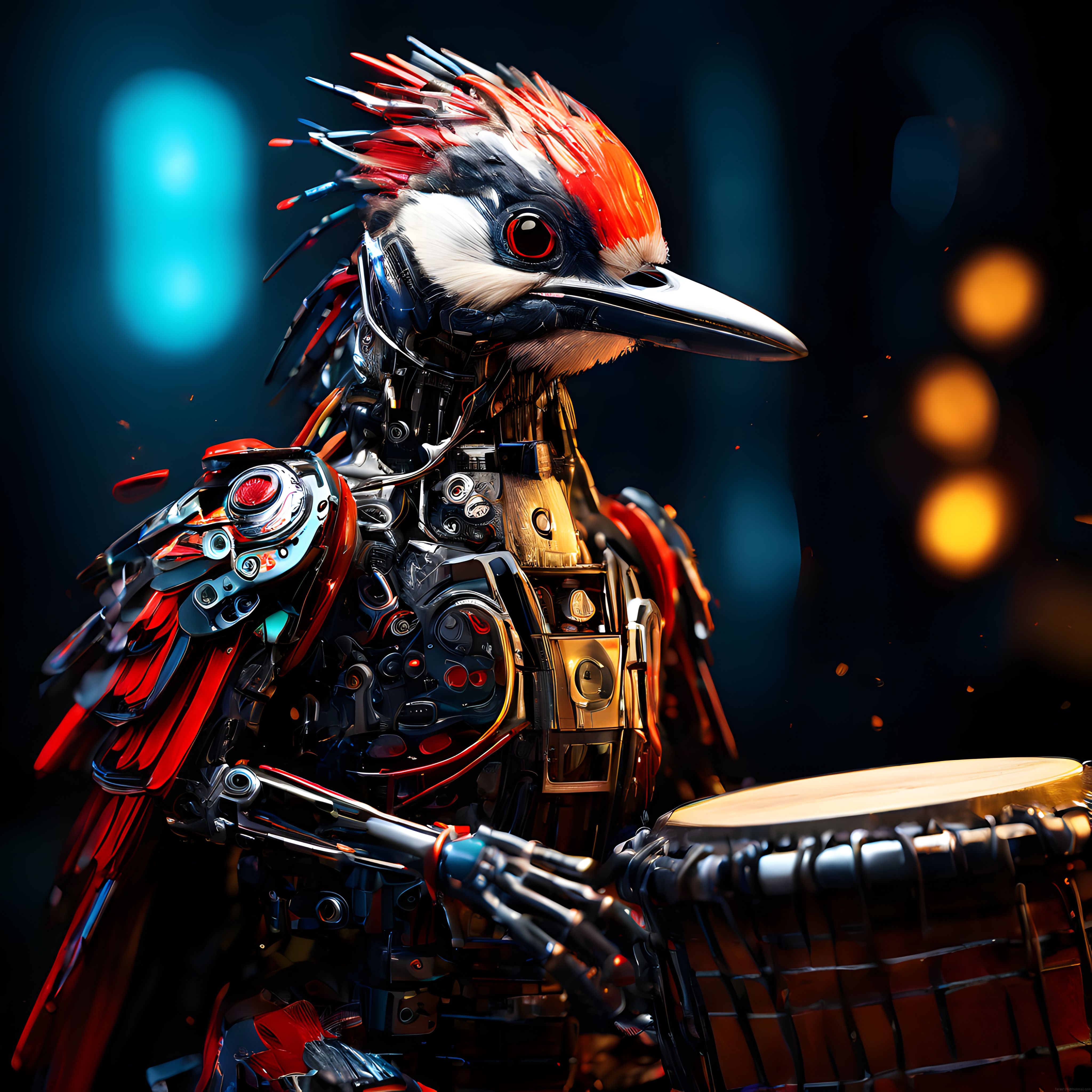 Mekanik Ağaçkakan: Cyberpunk Stilde Metal ve Dişlilerden Oluşan Robot Kuş Sanatı