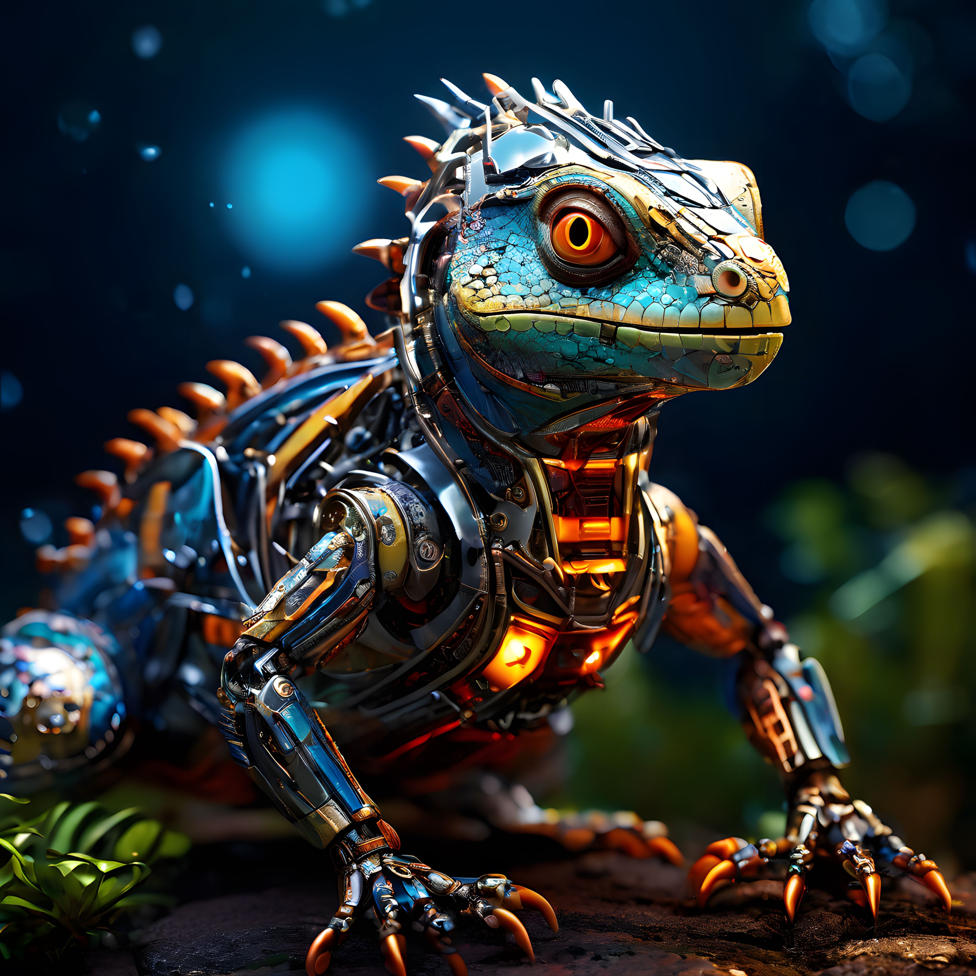 Mekanik İguana: Doğa ve Teknolojinin Biyo-robot Uyumuyla Harmanlandığı Dijital Sanat