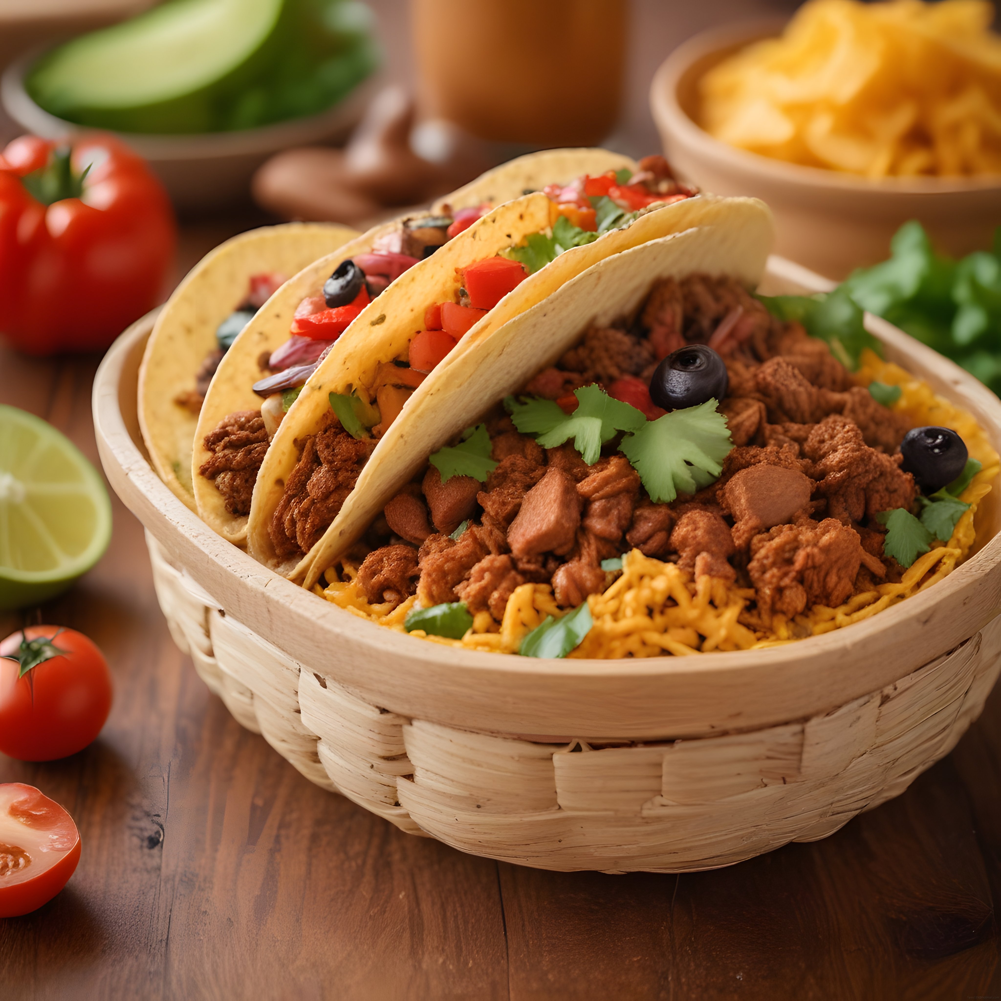 Meksika mutfağından enfes taco tabağı: etli, peynirli ve baharatlı sunum