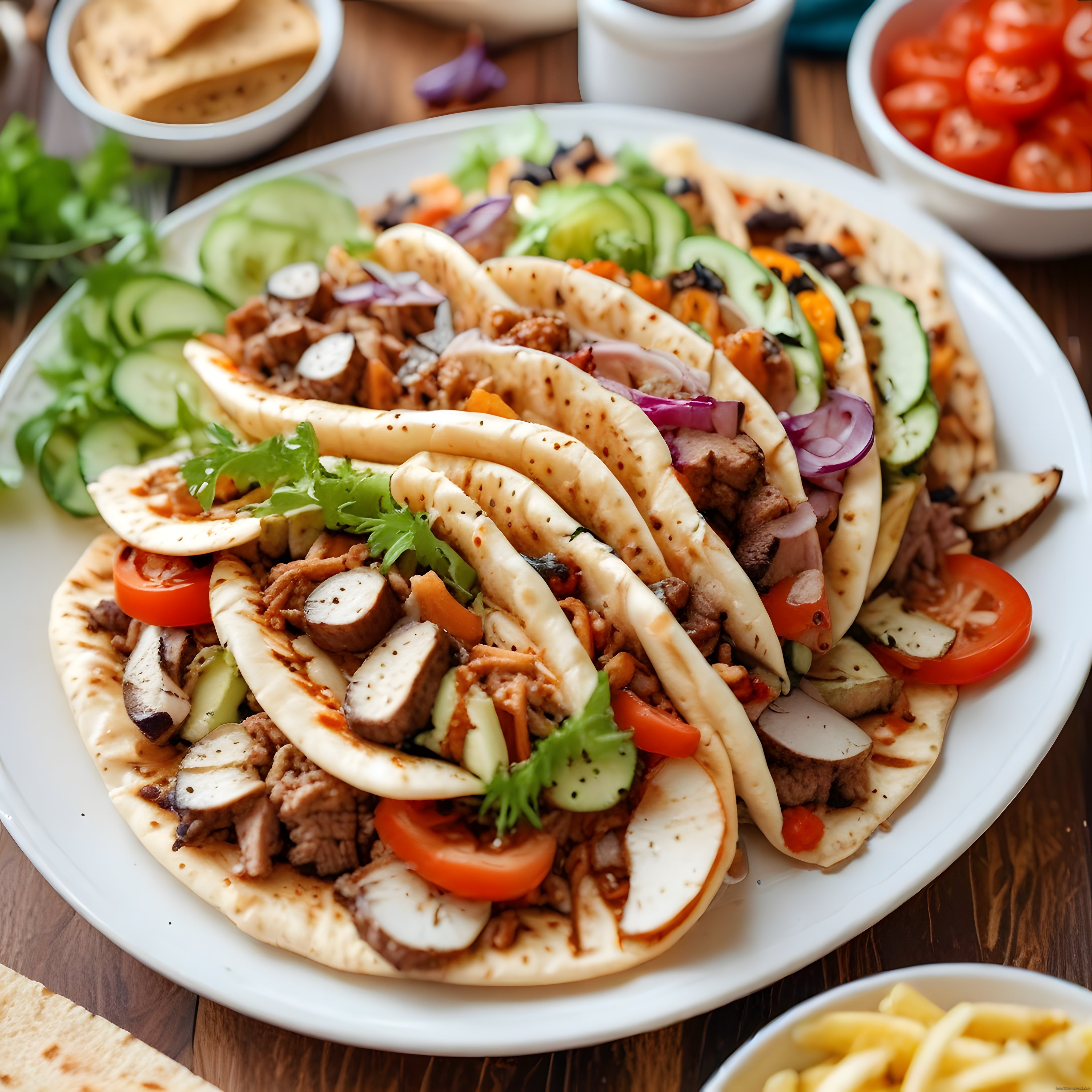 Meksika Mutfağından Etli Taco ve Fajita: Taze Sebzeler, Soslar ve Tortilla