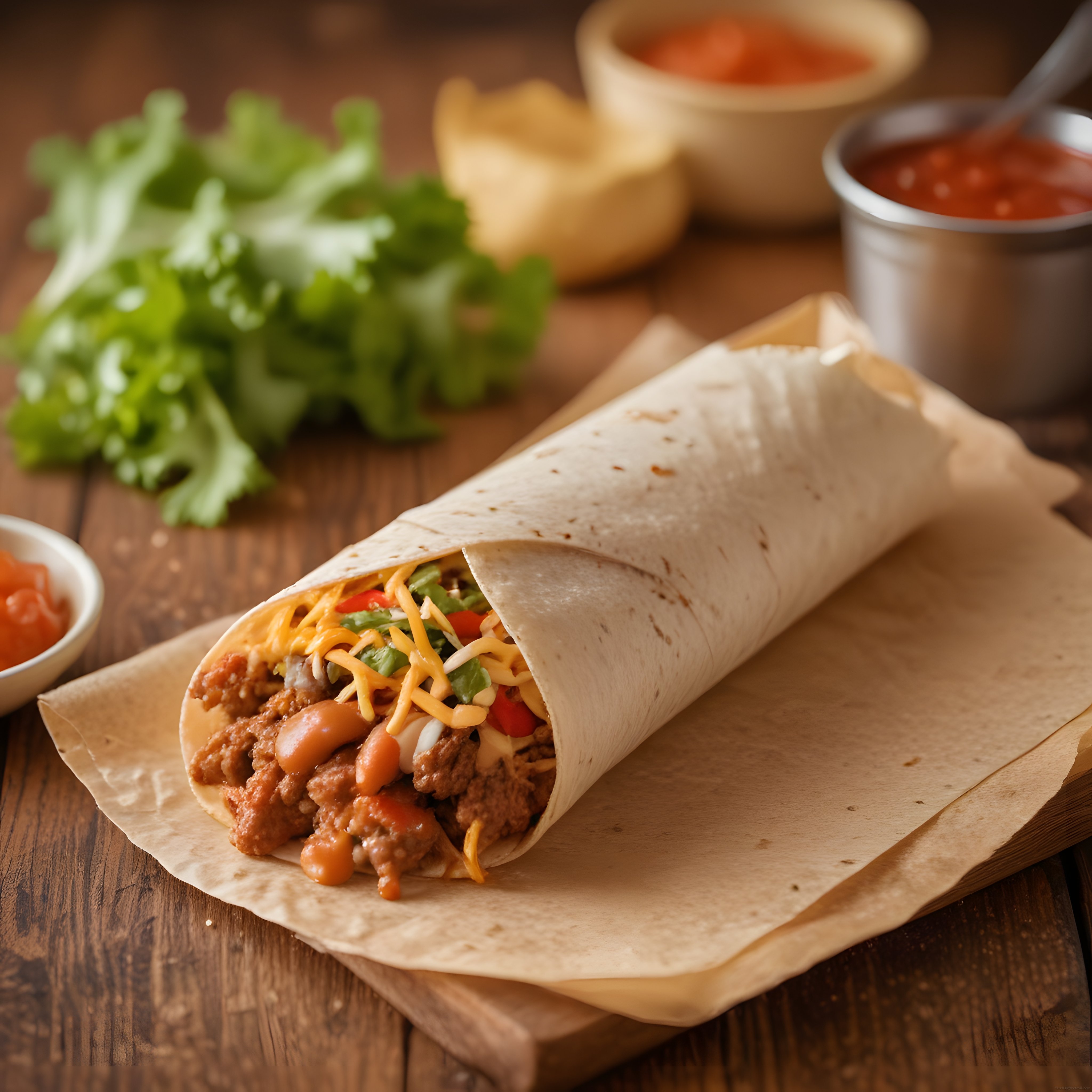 Meksika Mutfağından Ev Yapımı Burrito: Kıyma, Fasulye ve Peynir Dolgusu Meksika Mutfağından Ev Yapımı Burrito: Kıyma, Fasulye ve Peynir Dolgusu