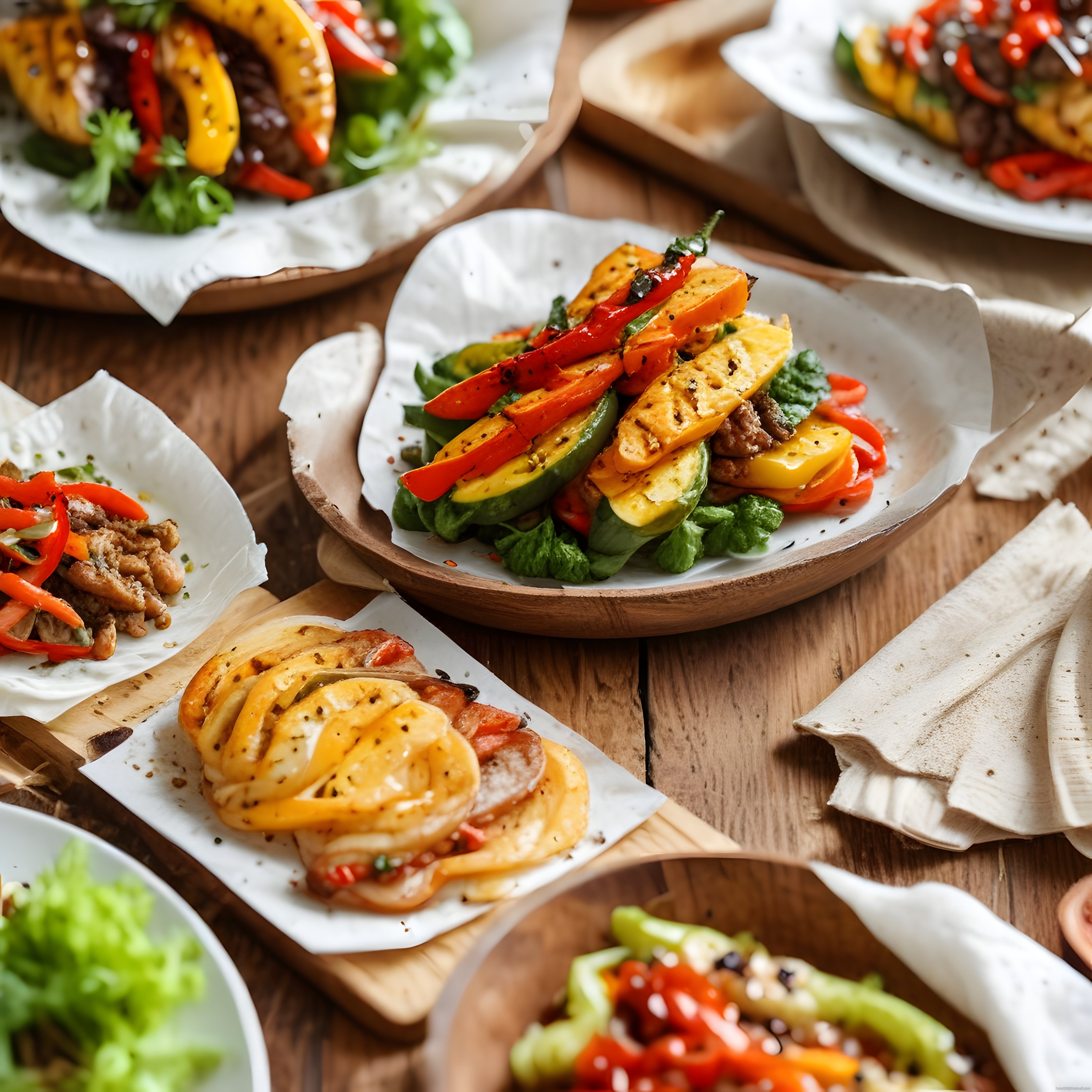 Meksika Mutfağından Izgara Sebzeli ve Etli Fajitas Sunumu: Lezzet Dolu Sofra