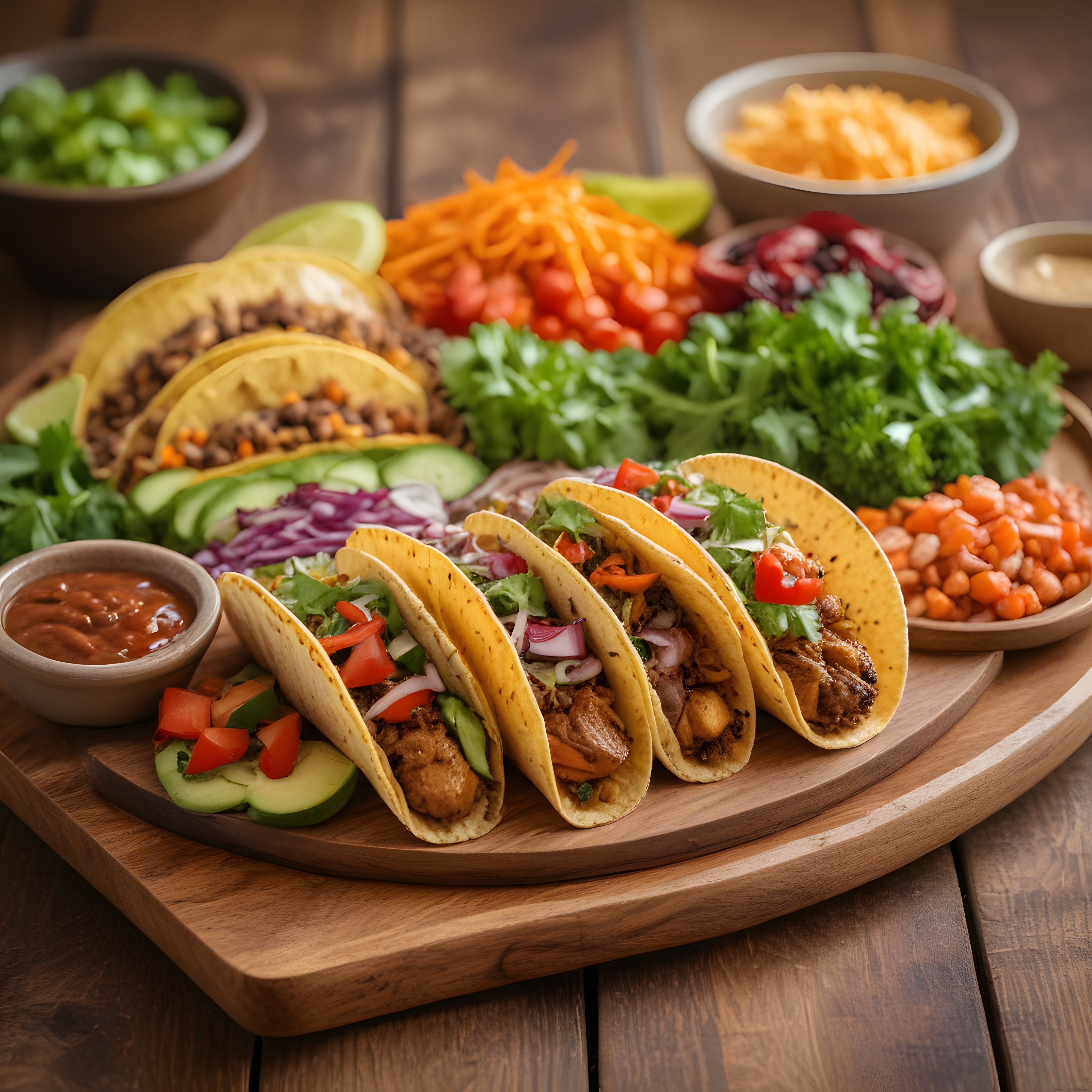 Meksika Mutfağından Lezzetli Taco Çeşitleri ve Taze Salata Sosu Sunumu