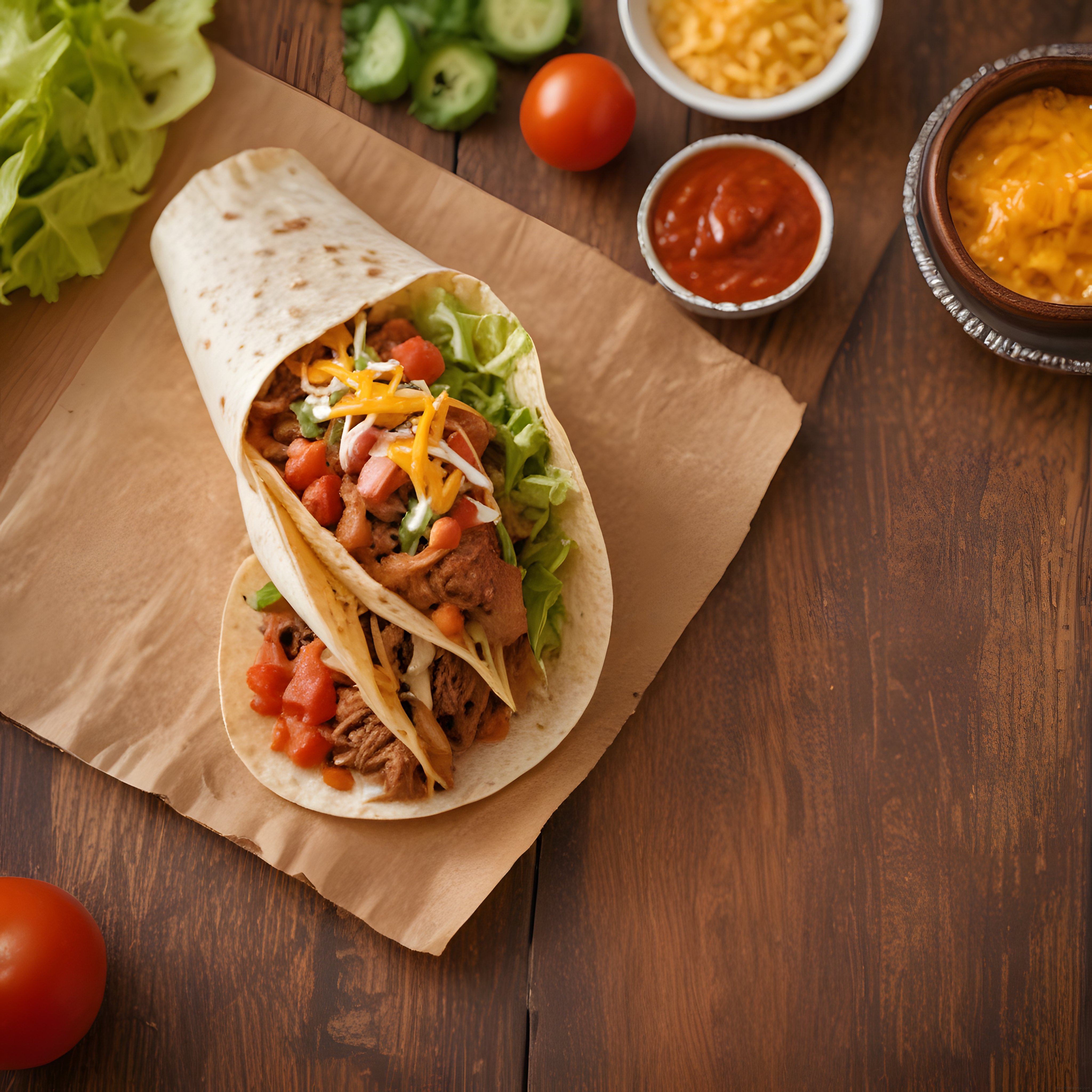 Meksika Mutfağının Gözde Lezzeti: Etli Burrito ve Taze Sebzelerle Sunum