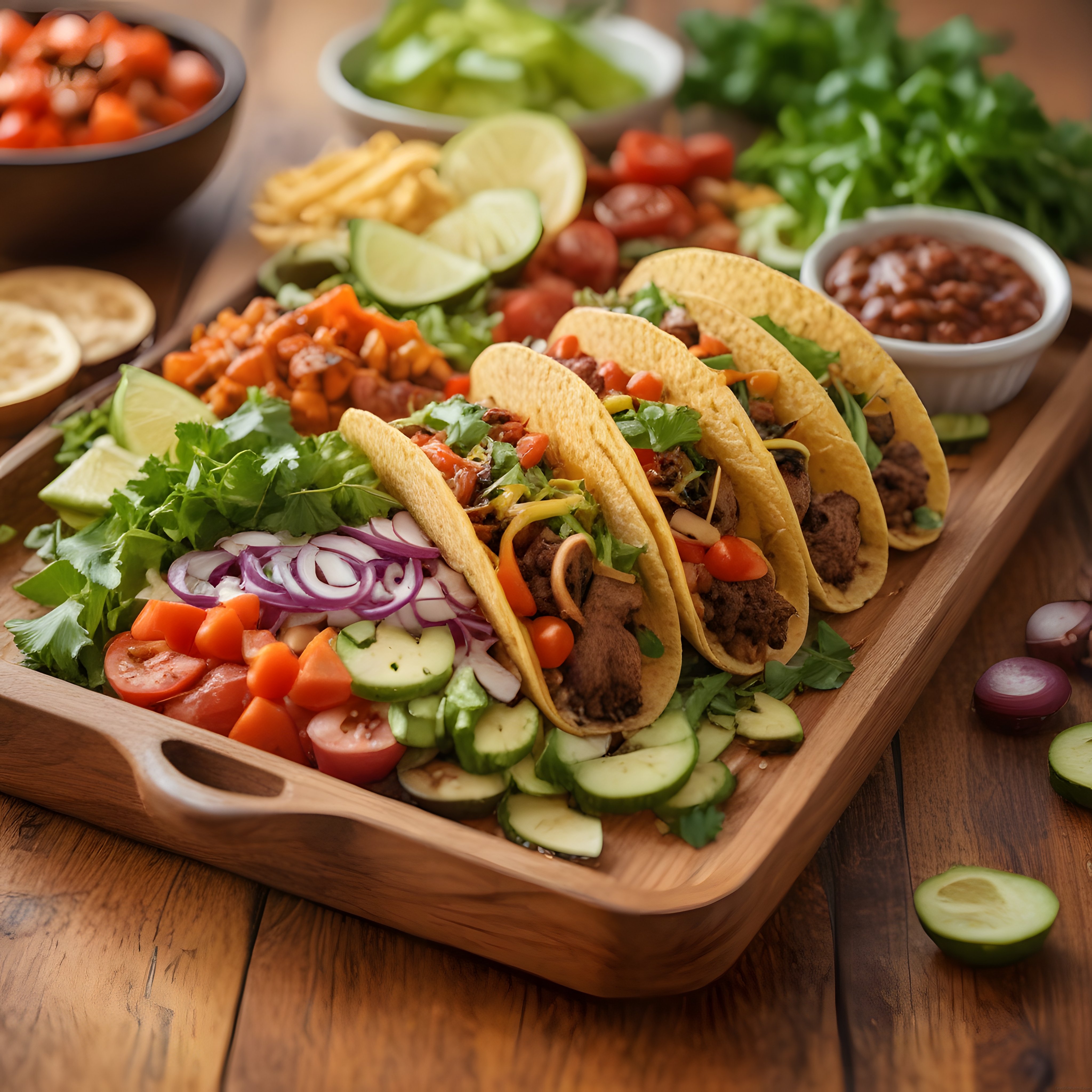 Meksika Mutfağının Vazgeçilmezi Tacos ve Taze Sebzelerle Rustik Bir Sunum