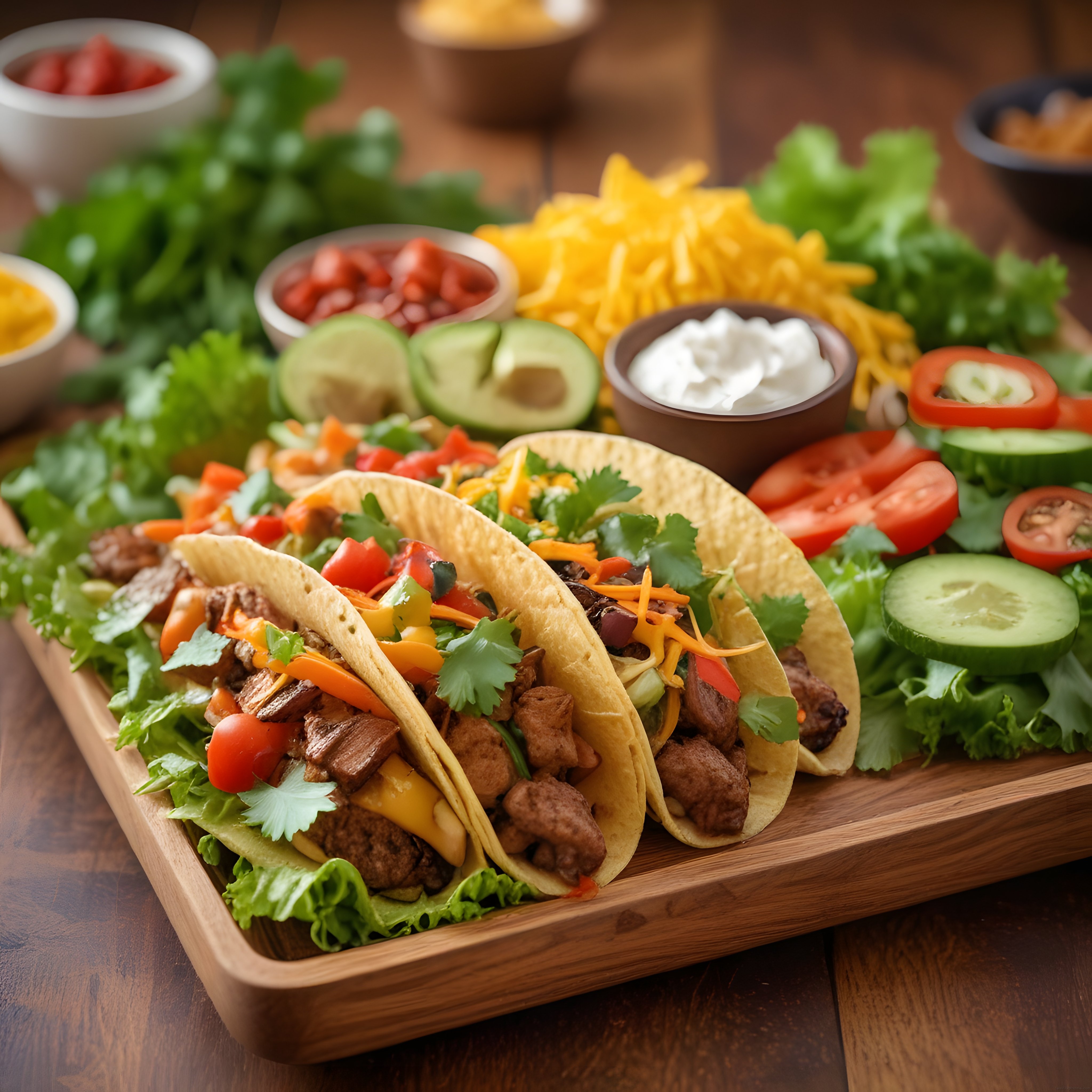 Meksika Tacos Sunumu: Et, Sebze ve Soslarla Dolu Lezzet Şöleni