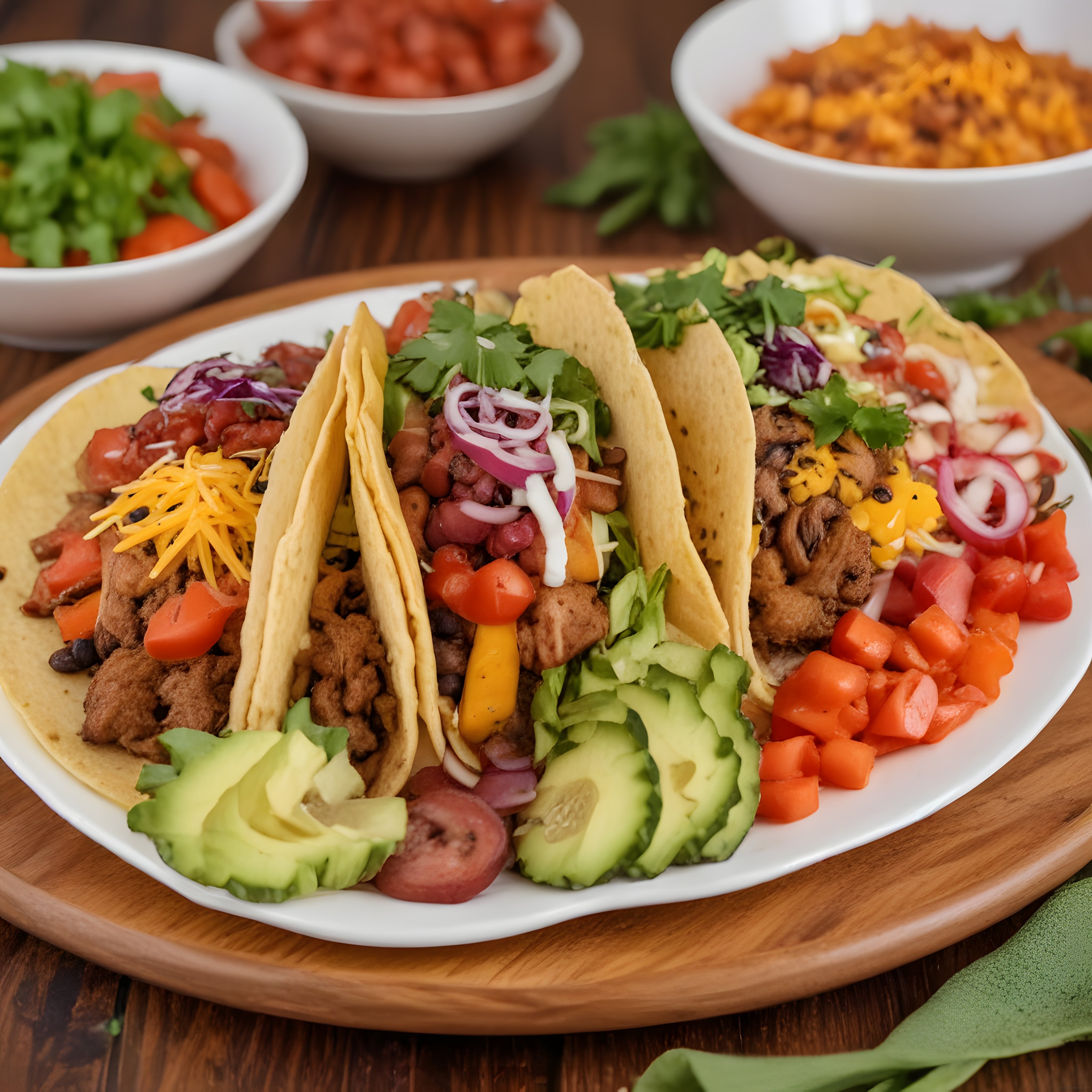 Meksika tacos'u: Tortilla, et ve taze sebzelerle hazırlanmış nefis sunum