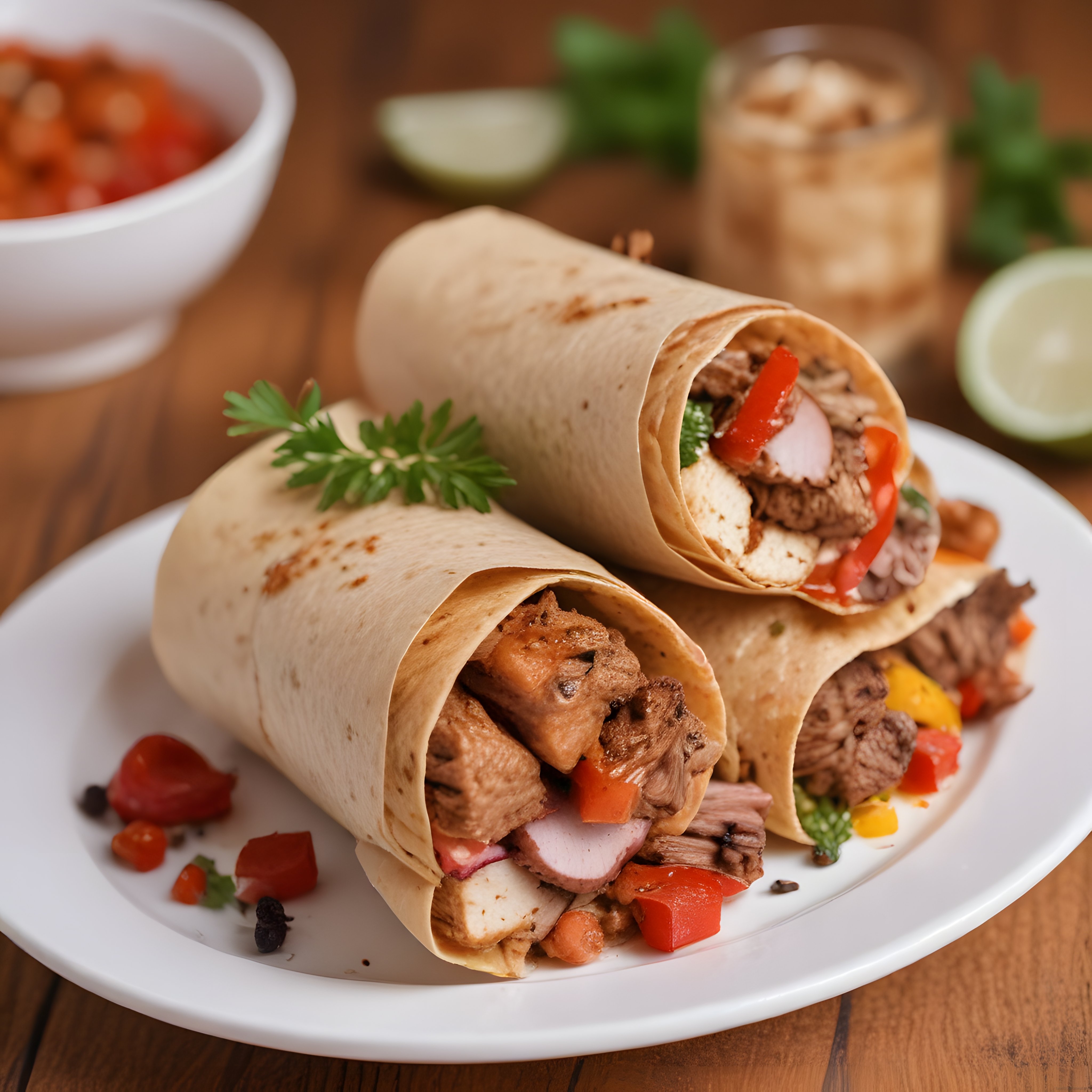 Meksika Usulü Et ve Tavuk Dolgulu Tortilla Wrap ile Nefis Tabak
