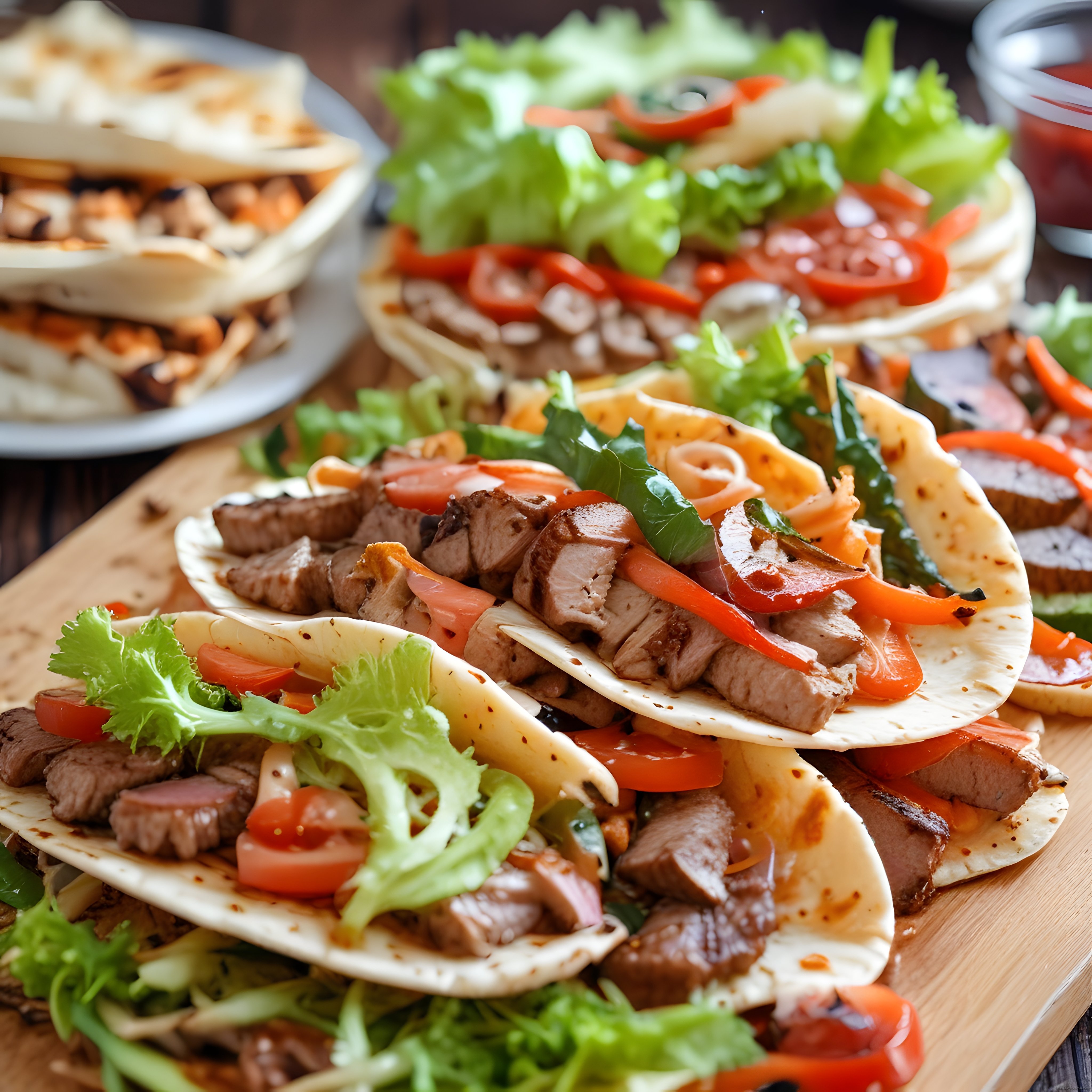 Meksika Usulü Etli Taco ve Taze Sebzelerle Renkli Sunum