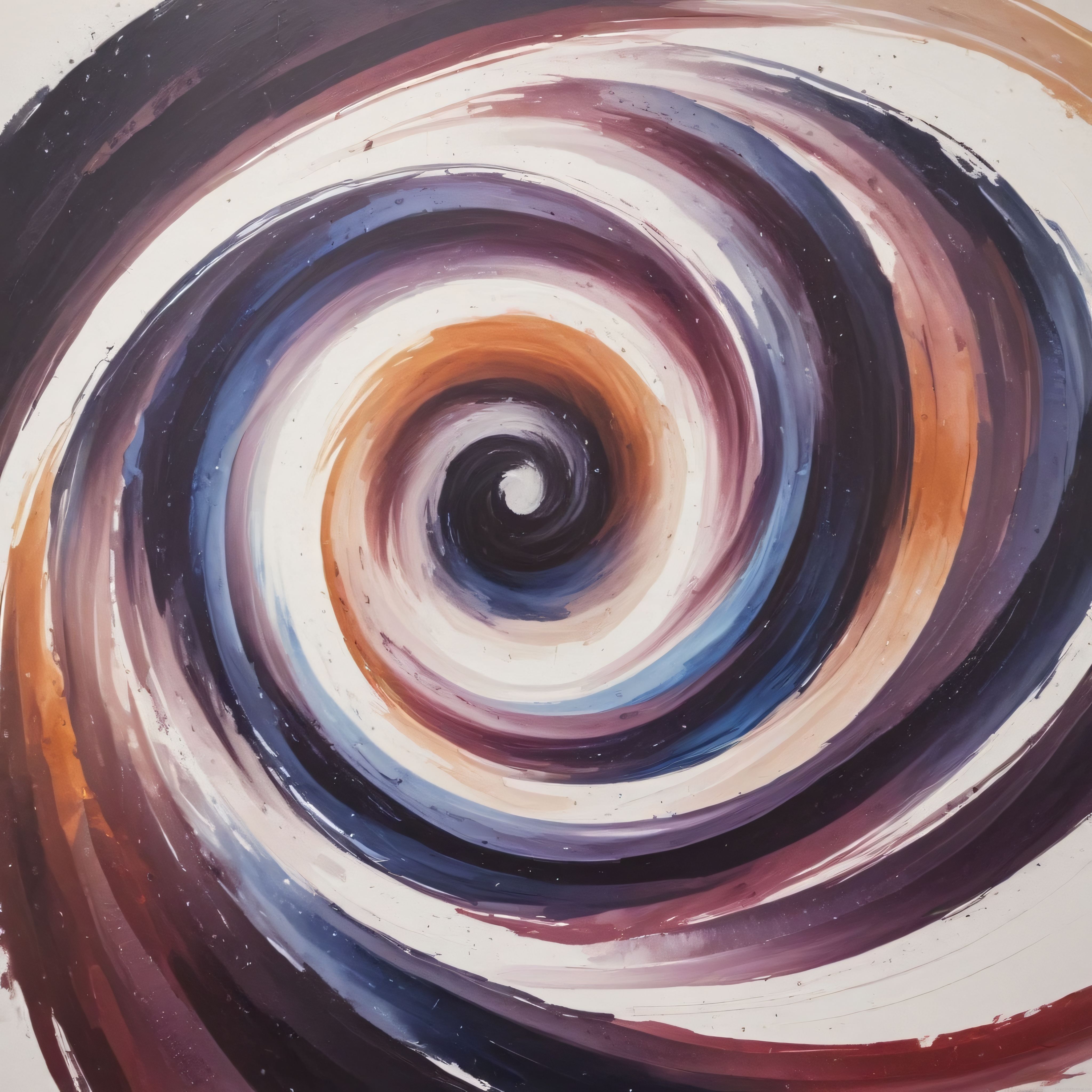 Merkeze Doğru Spiral Hareket: Mor ve Turuncu Tonlarında Soyut Sanat Eseri