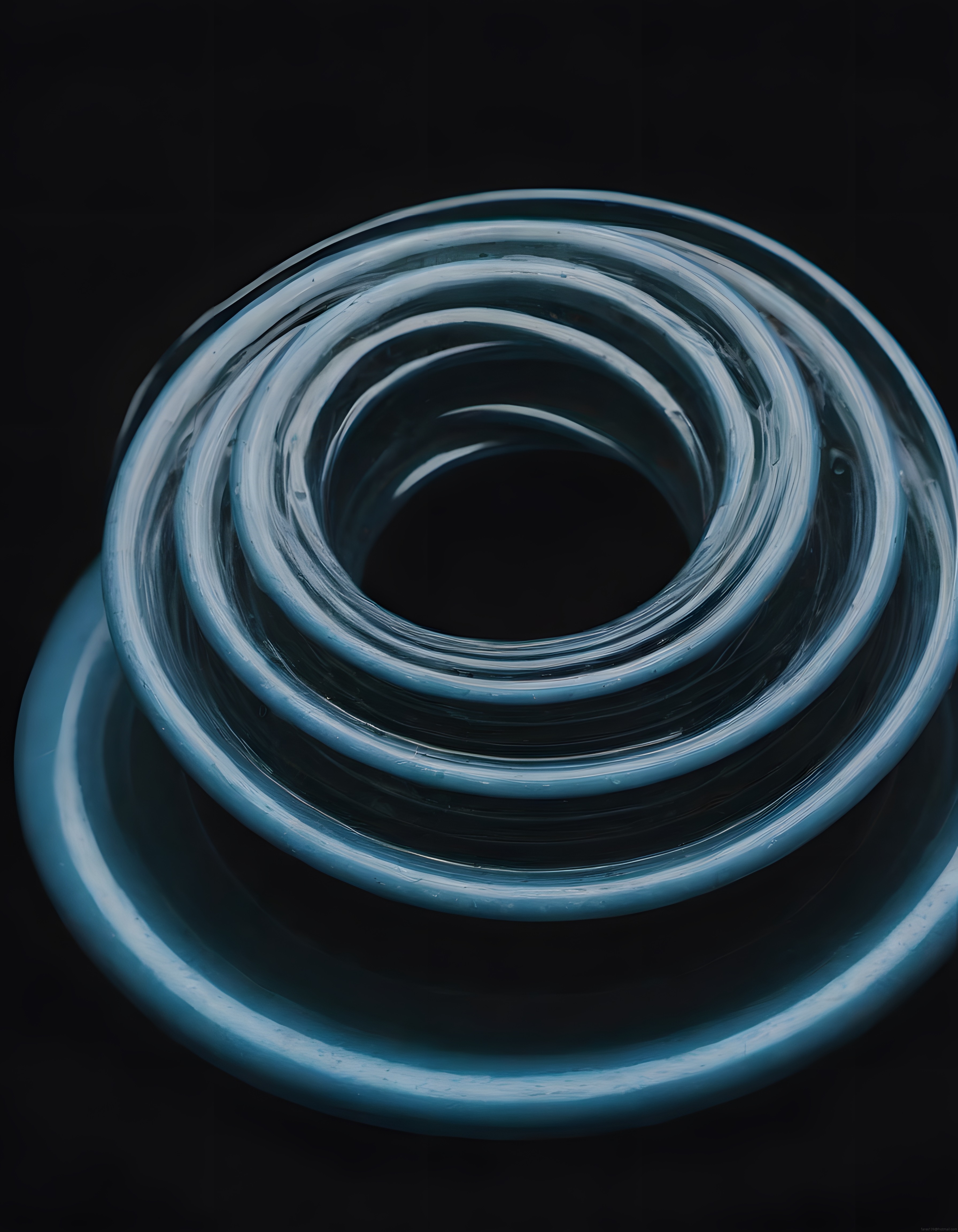 Merkeze Doğru Spiral Yapan Mavi Işık Halkalarının Gizemli ve Sanatsal Dansı