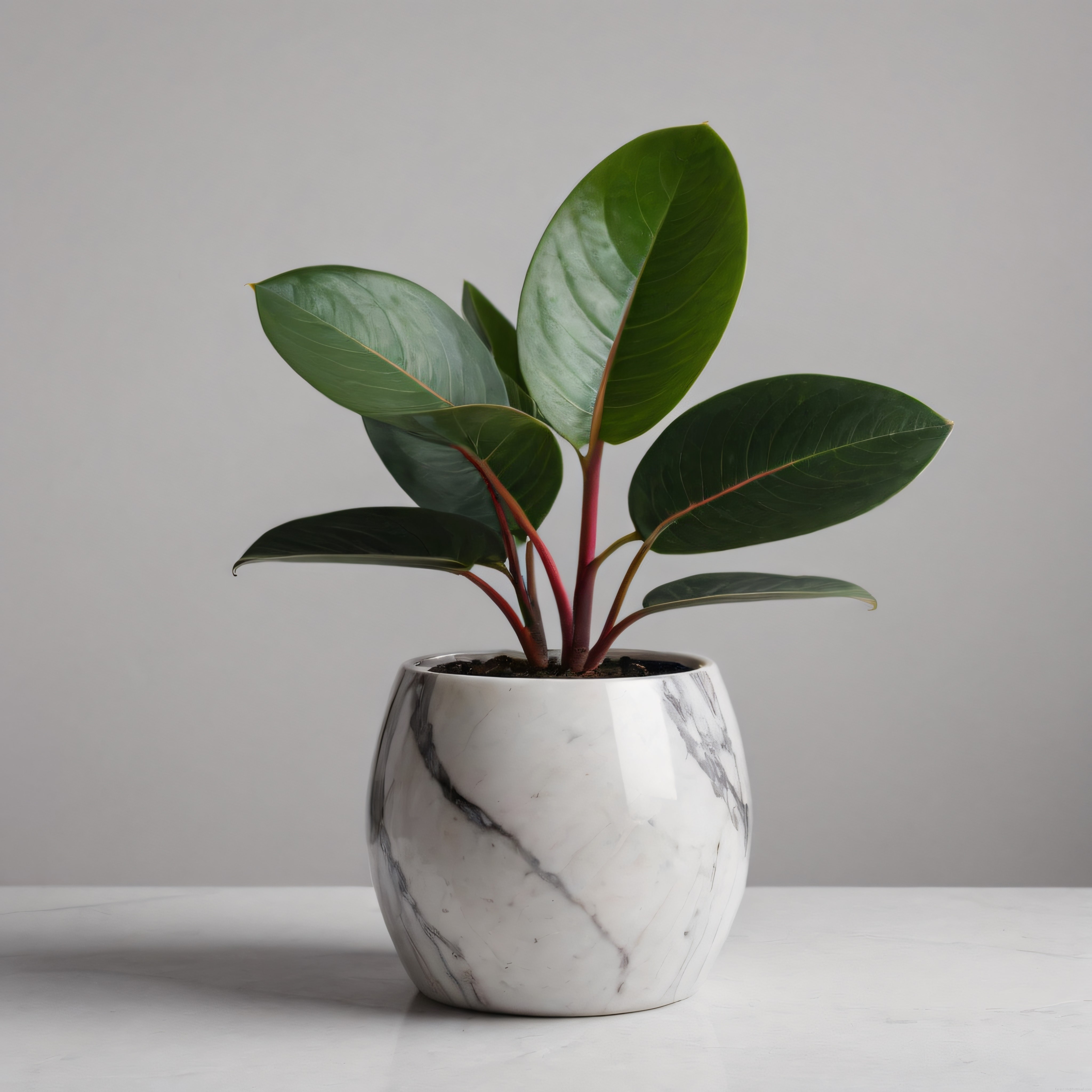 Mermer Desenli Saksıda Canlı Kauçuk Bitkisi: Minimalist İç Mekan Dekorasyonu Mermer Desenli Saksıda Canlı Kauçuk Bitkisi: Minimalist İç Mekan Dekorasyonu