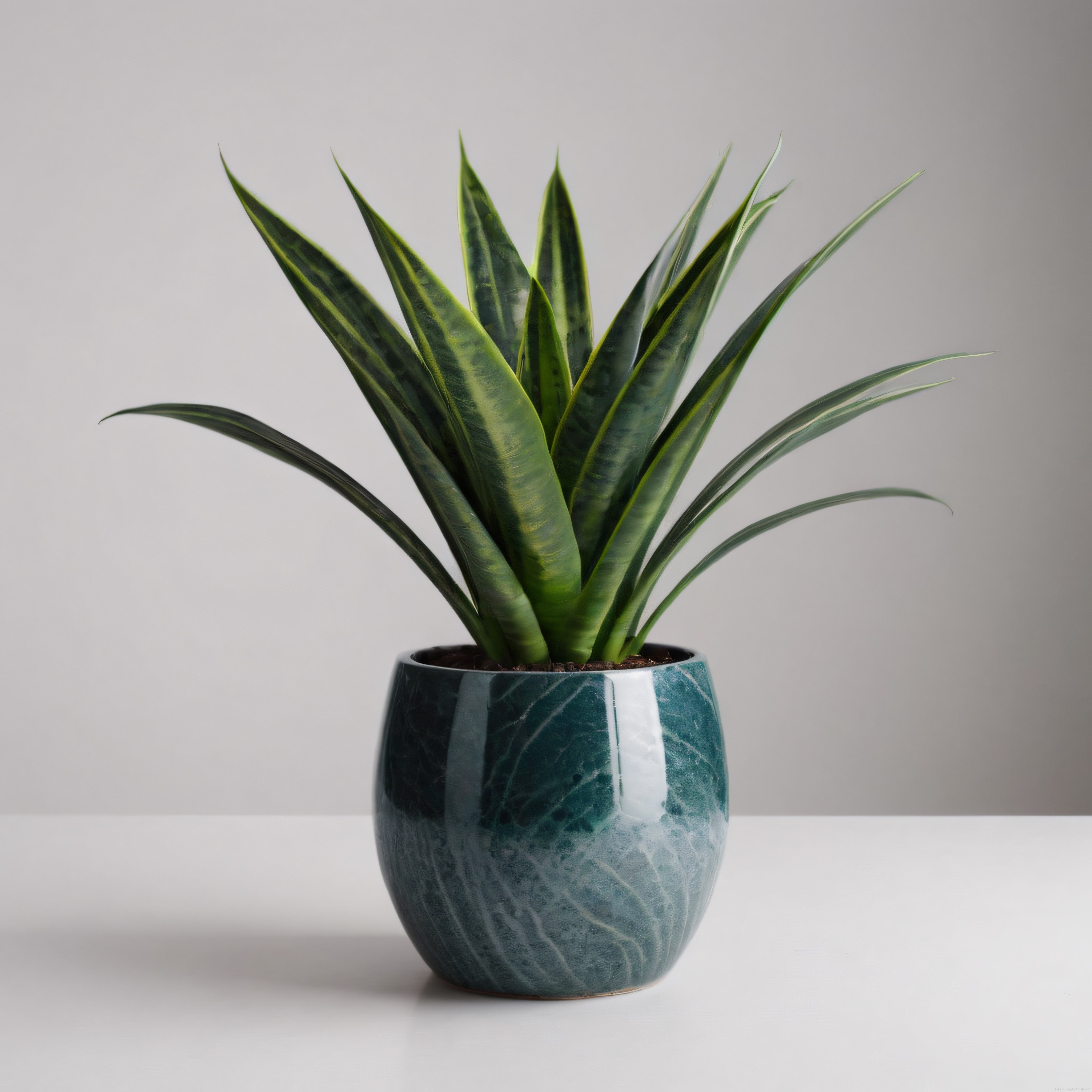 Mermer Desenli Seramik Saksıda Sansevieria: Modern Ev Dekorasyonu