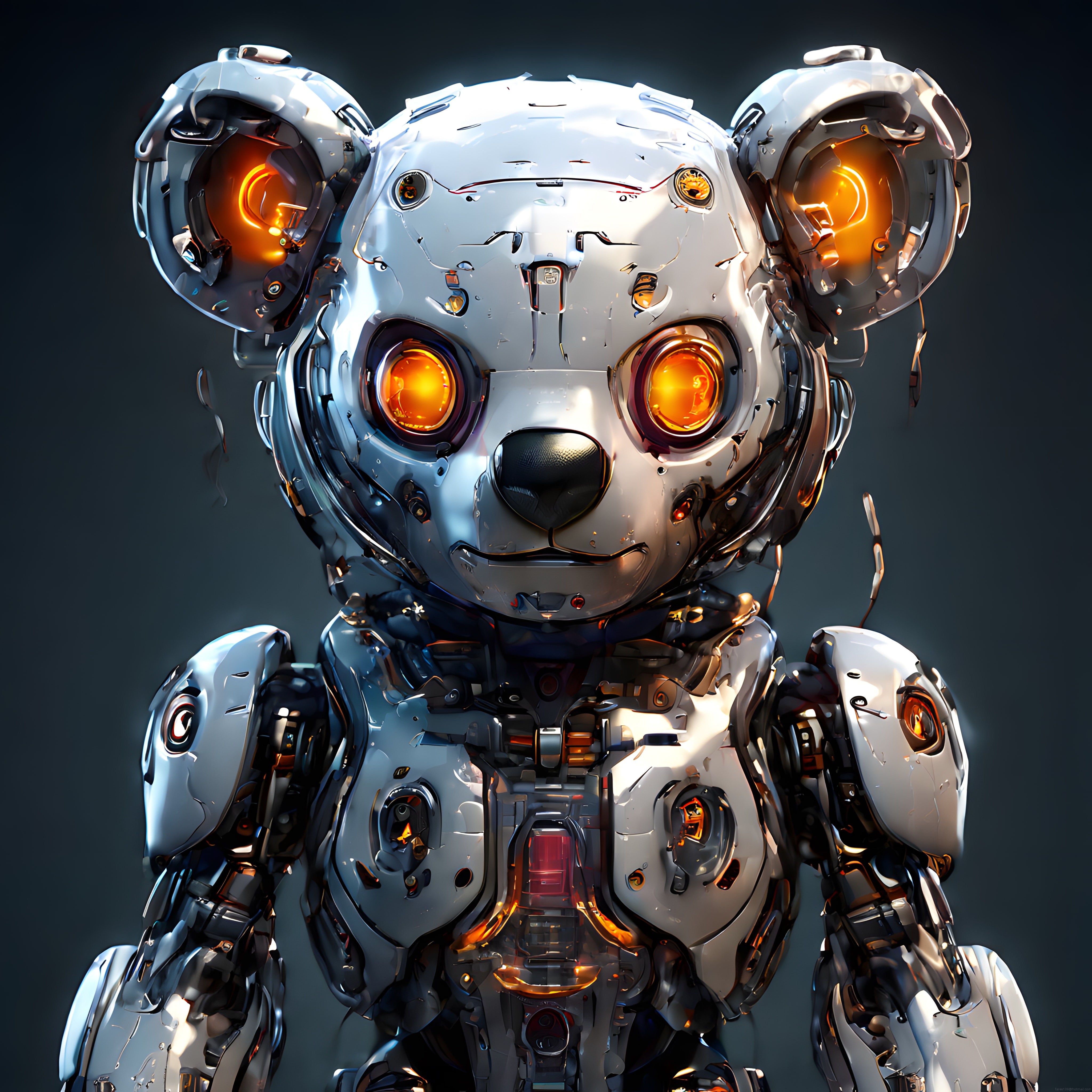 Metal Kaplı Sevimli Yapay Zeka Destekli Mekanik Koala Robot Tasarımı