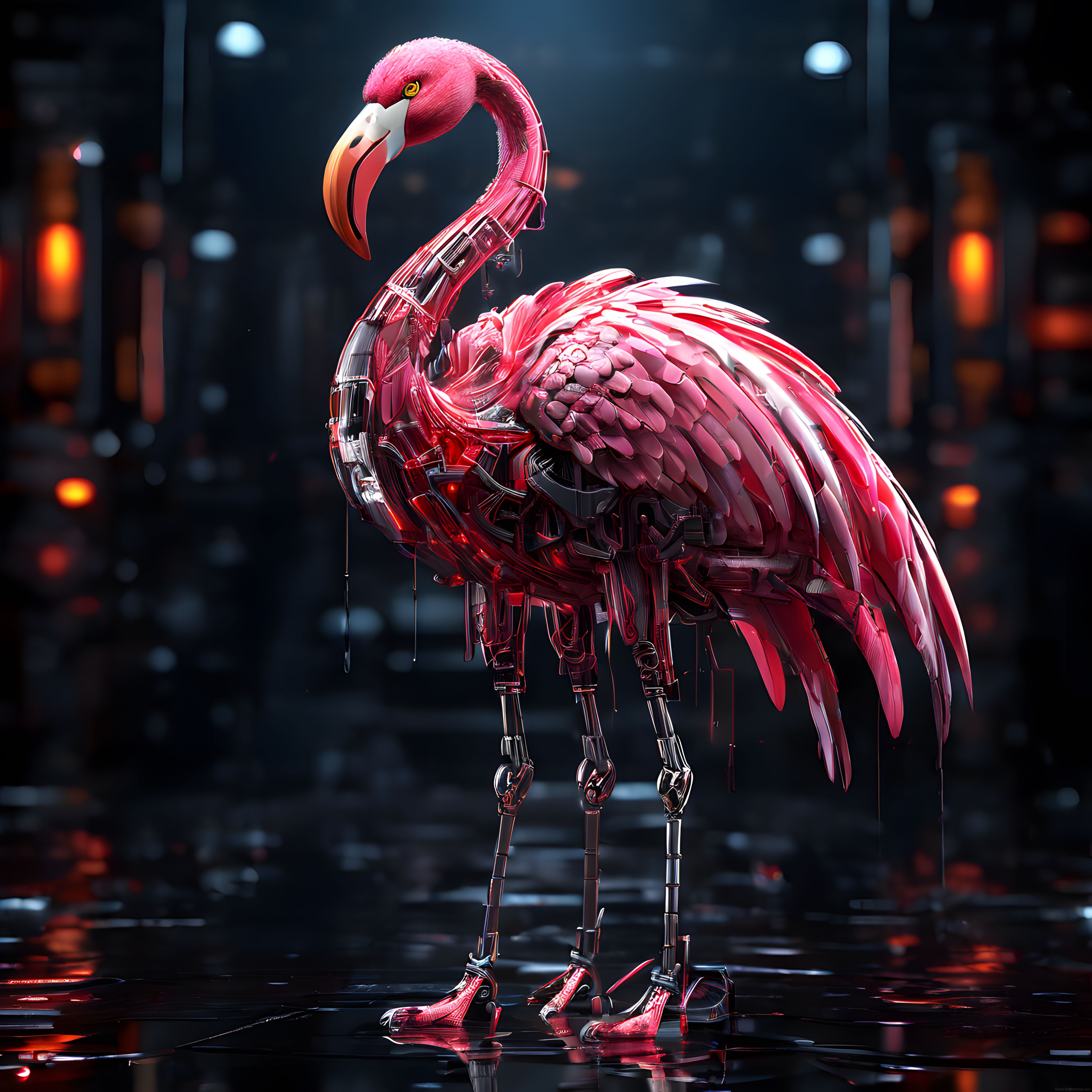 Metal ve Yarı İletkenlerden Doğan Cyberpunk Flamingo Dijital Eseri