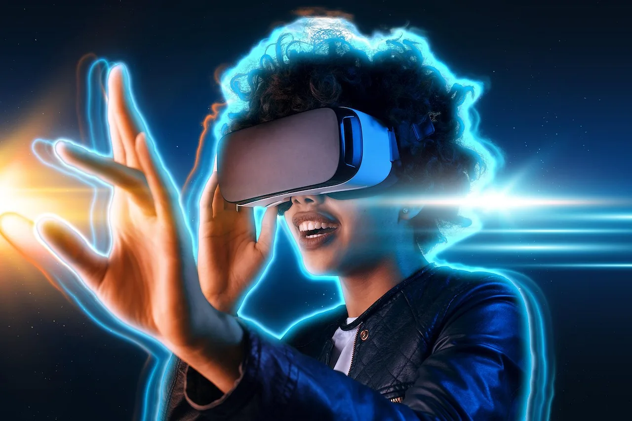 Metaverse sanal gerçeklik deneyimi - futuristik kadın