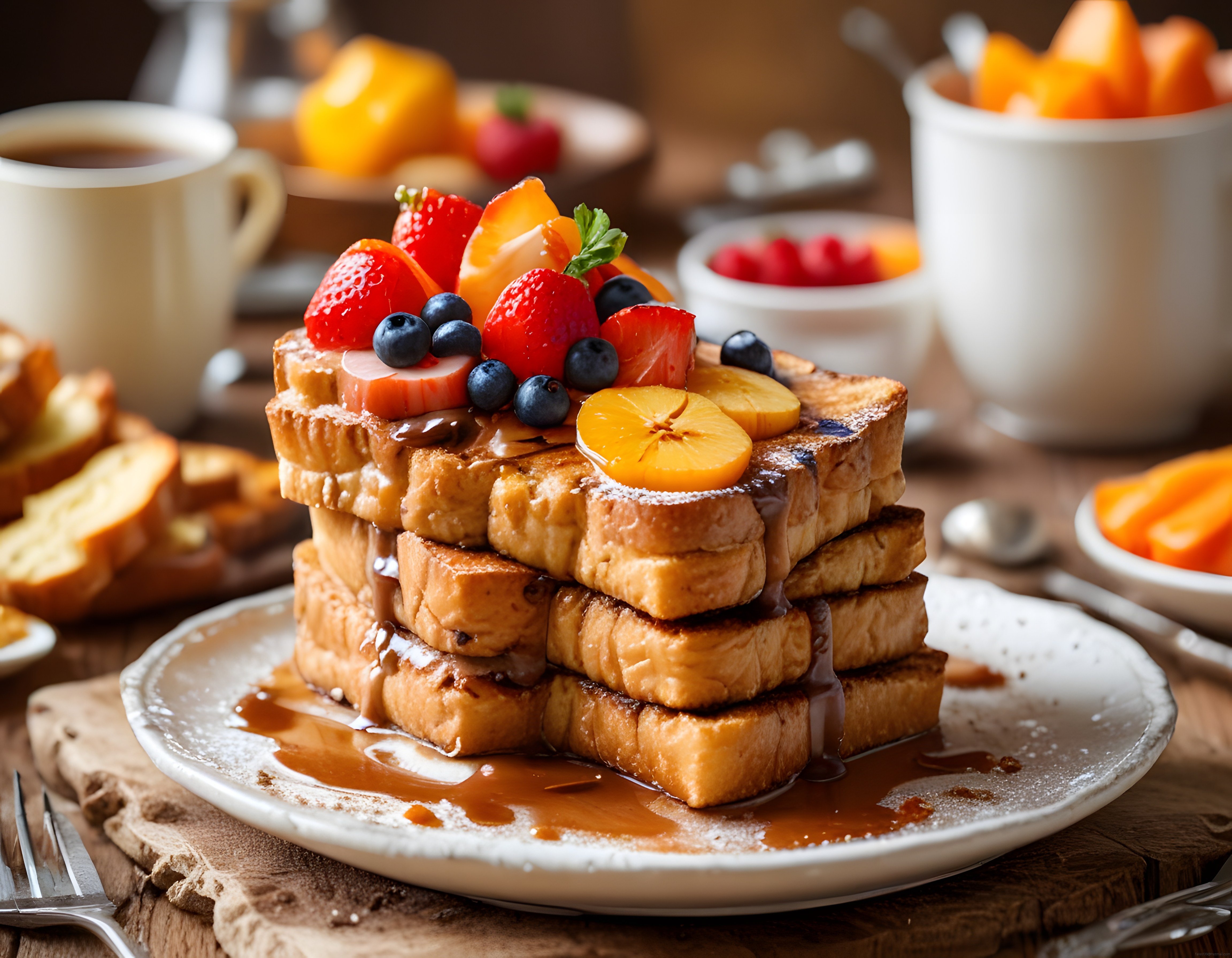 Meyveli ve Bal Şuruplu French Toast ile Sıcacık Bir Kahvaltı Keyfi