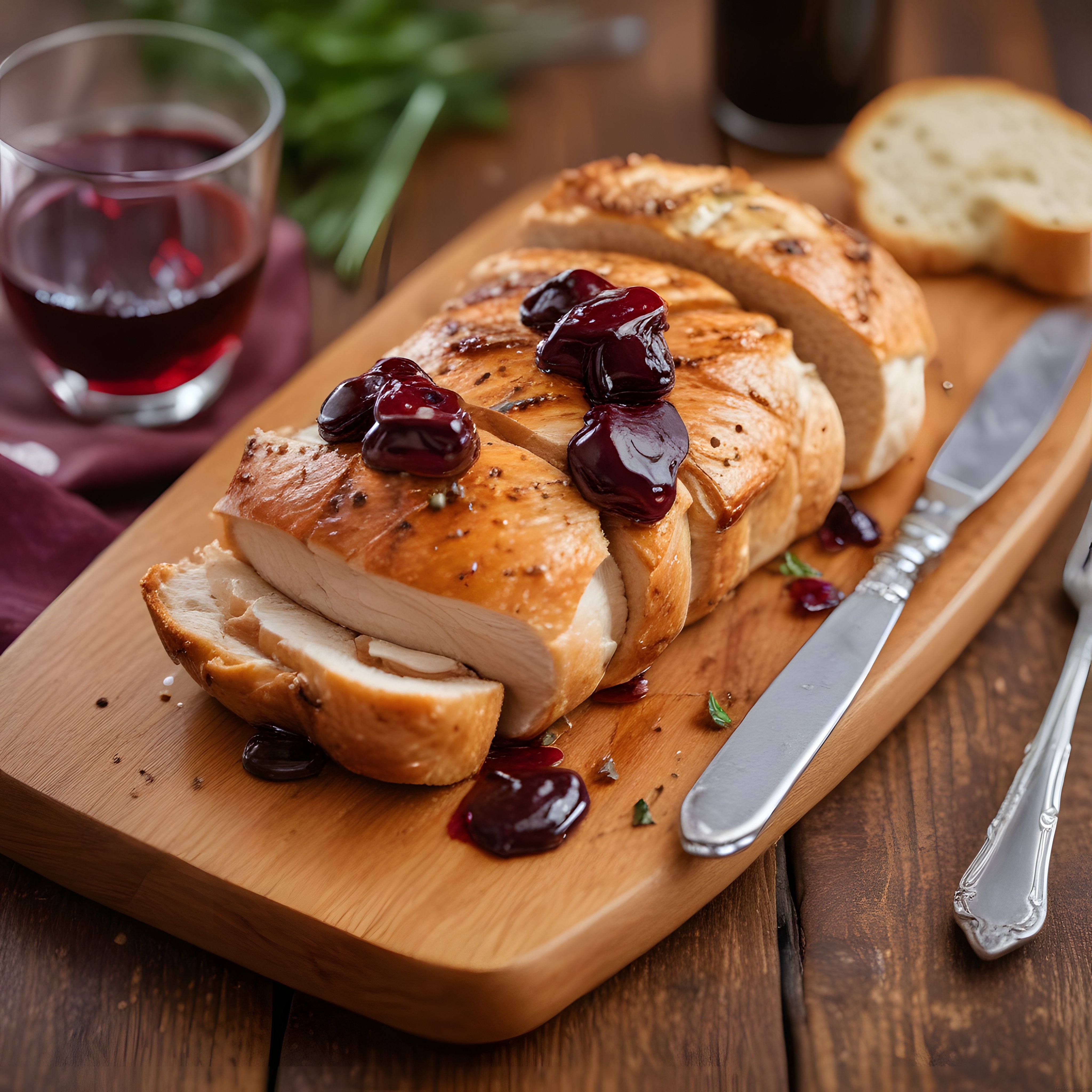 Milföy Hamurunda Kırmızı Meyve Soslu Wellington Yemeği ve Şarap Sunumu