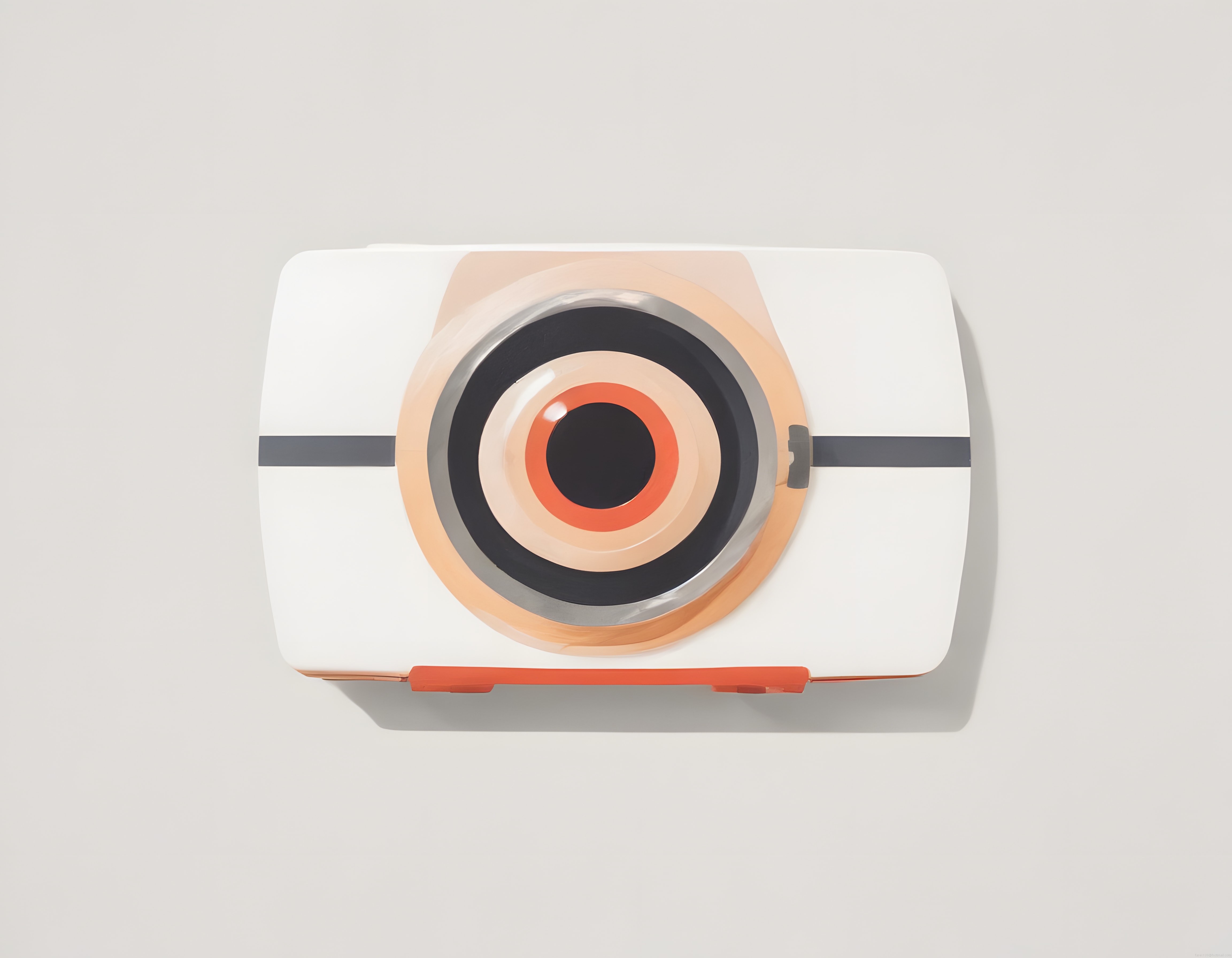 Minimal 3D Kamera Render: Yumuşak Tonlarda Stilize Fotoğraf Makinesi Tasarımı