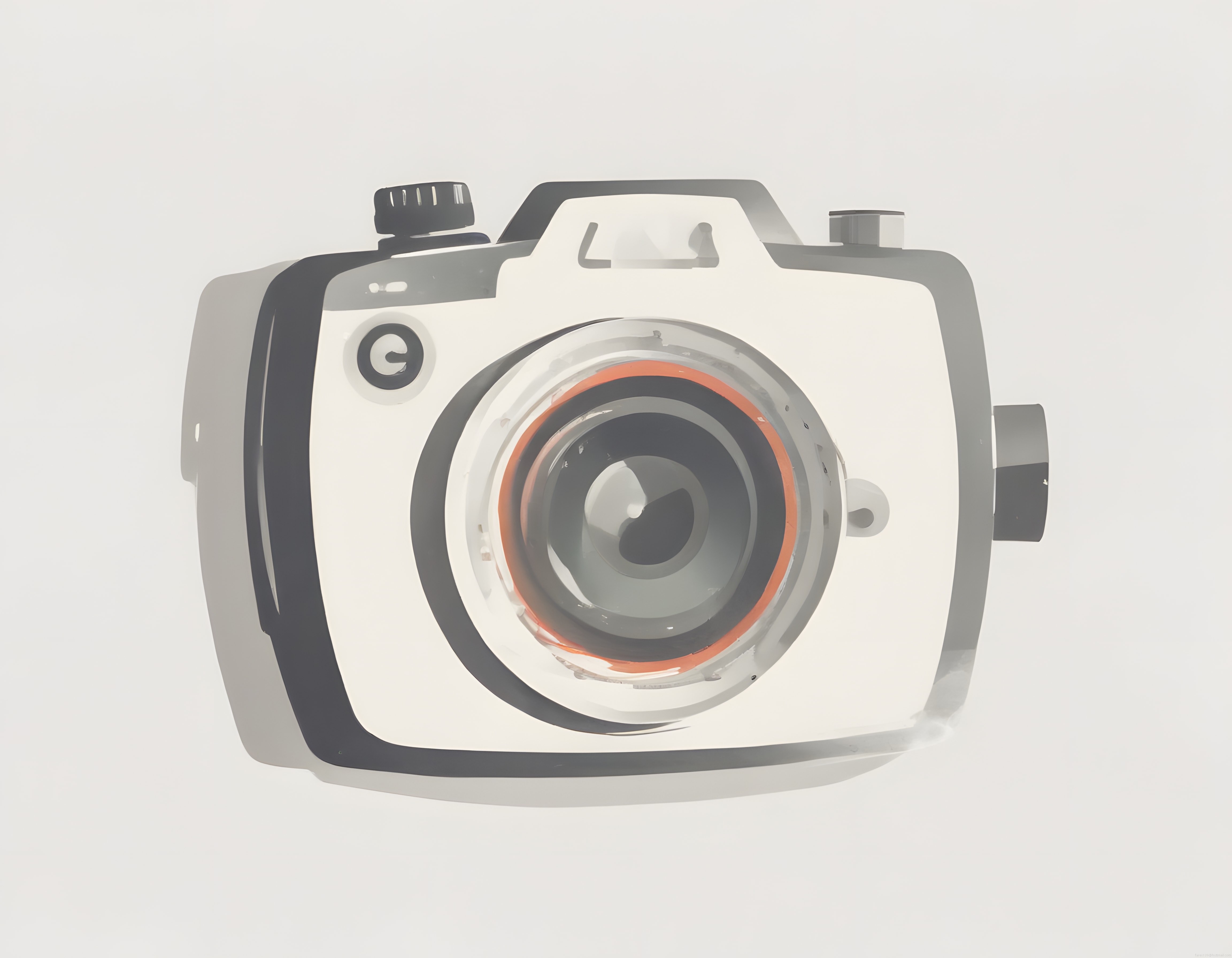 Minimal Arka Planda Suluboya Dokulu Vintage Fotoğraf Makinesi İllüstrasyonu