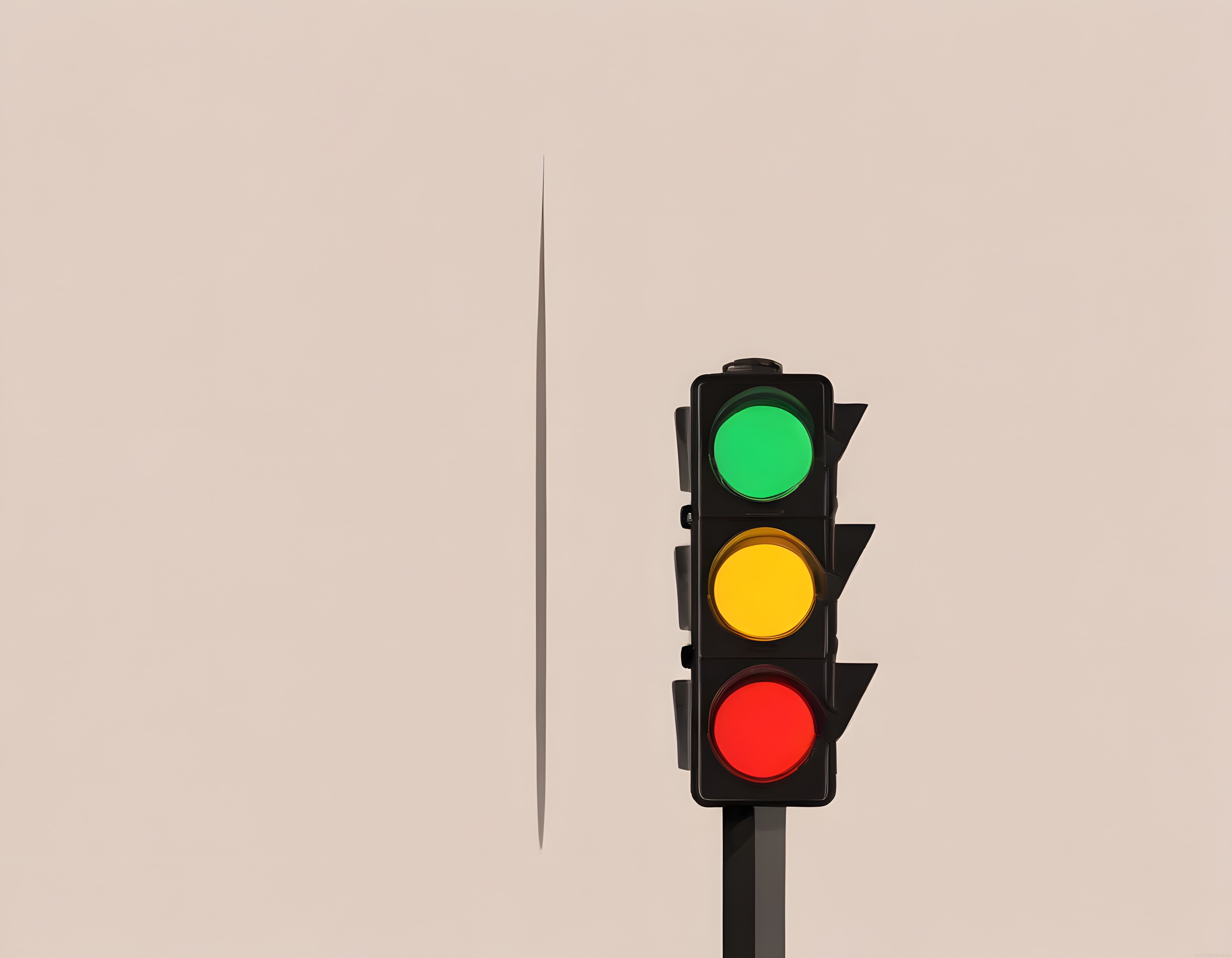 Minimal Bej Arka Planda Yanan Üç Renkli Trafik Sinyalizasyon Lambası