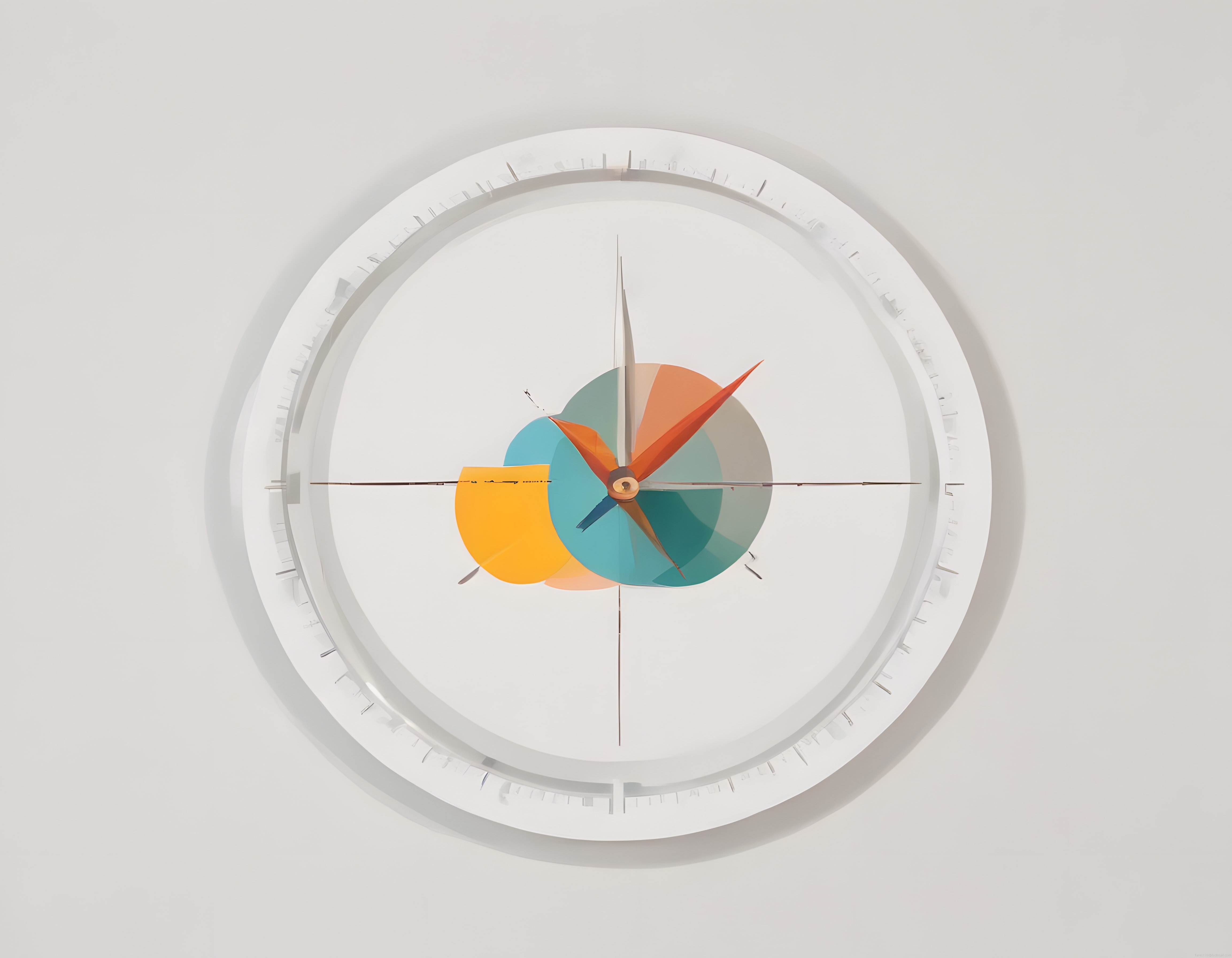 Minimal Beyaz Arka Planda Soyut Geometrik Dairesel Duvar Sanatı Tasarımı