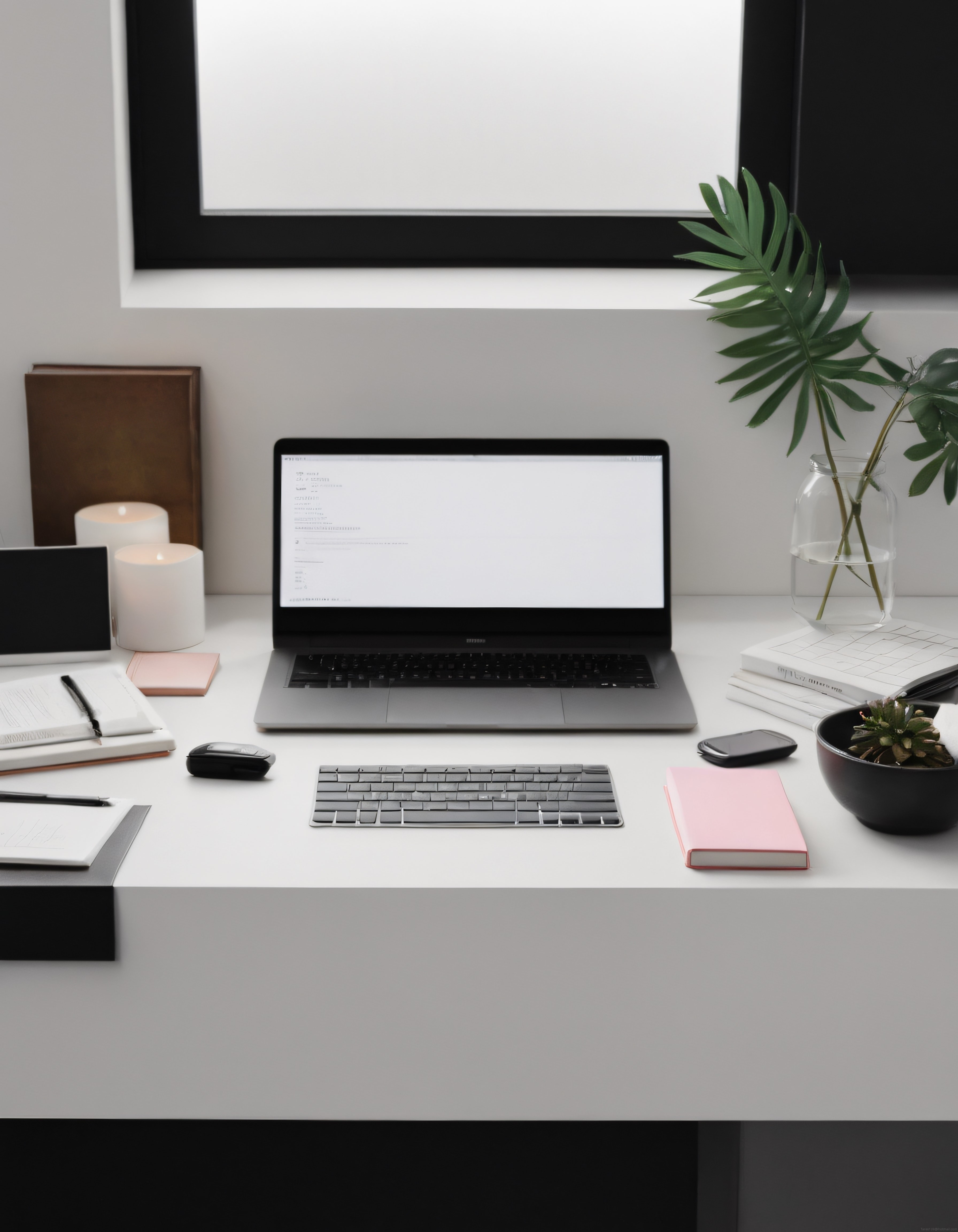 Minimal Beyaz Çalışma Masası ve Laptop ile Verimli Ev Ofis Dekorasyonu