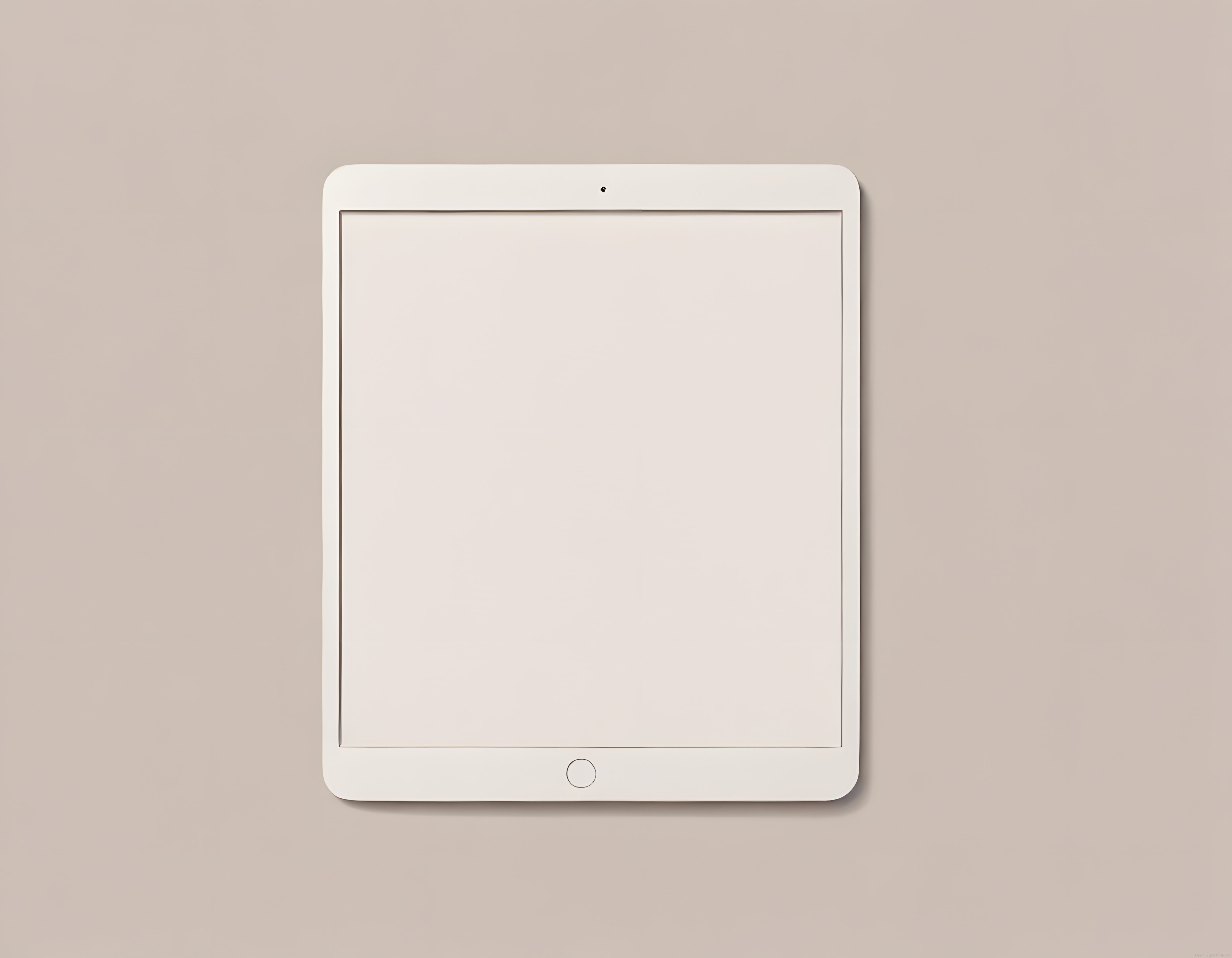 Minimal Beyaz Tablet ve Siyah Boş Ekran Düz Krem Arka Plan Üzerinde