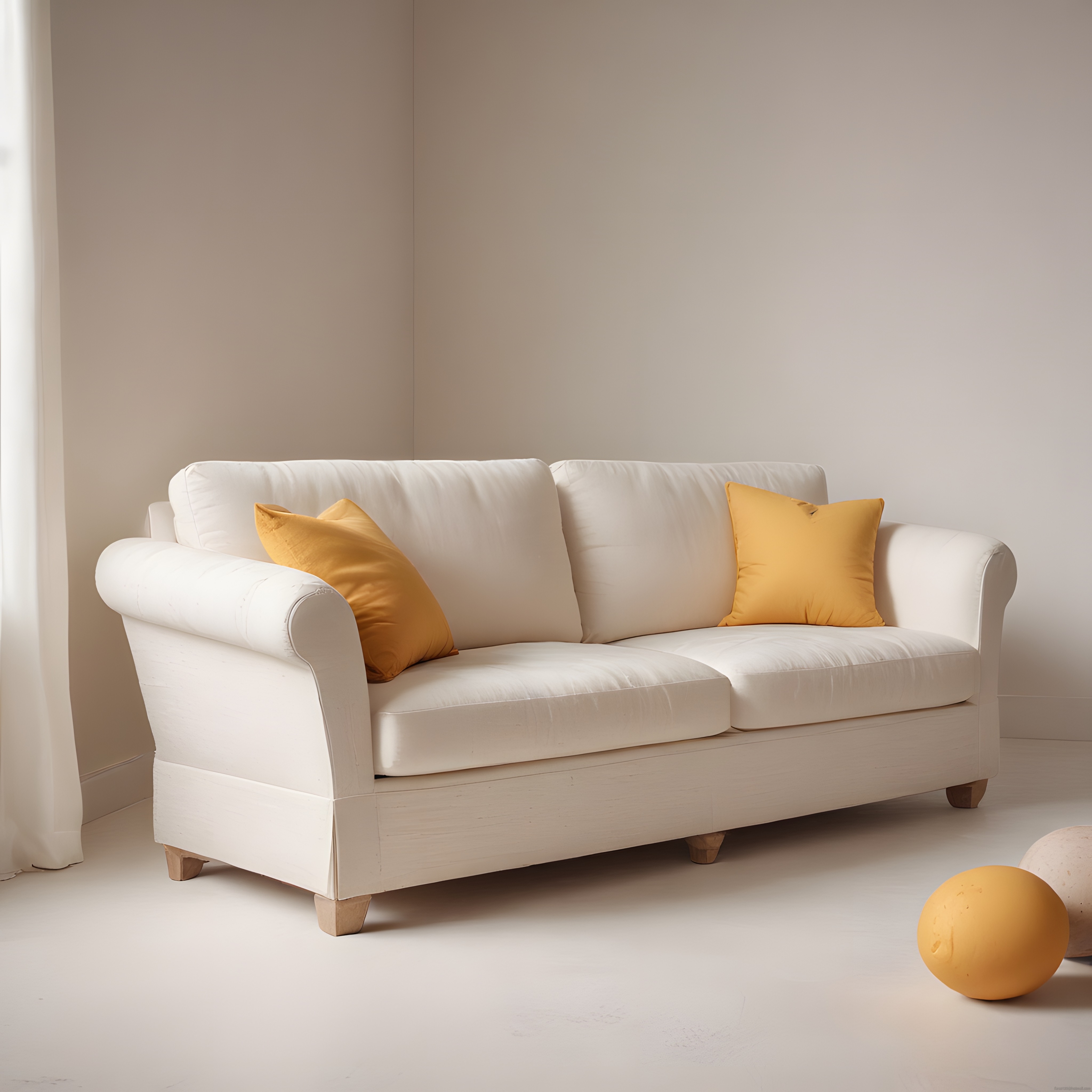 Minimal Salon Dekorasyonu: Beyaz Kanepe ve Sarı Detaylarla Sade Şıklık