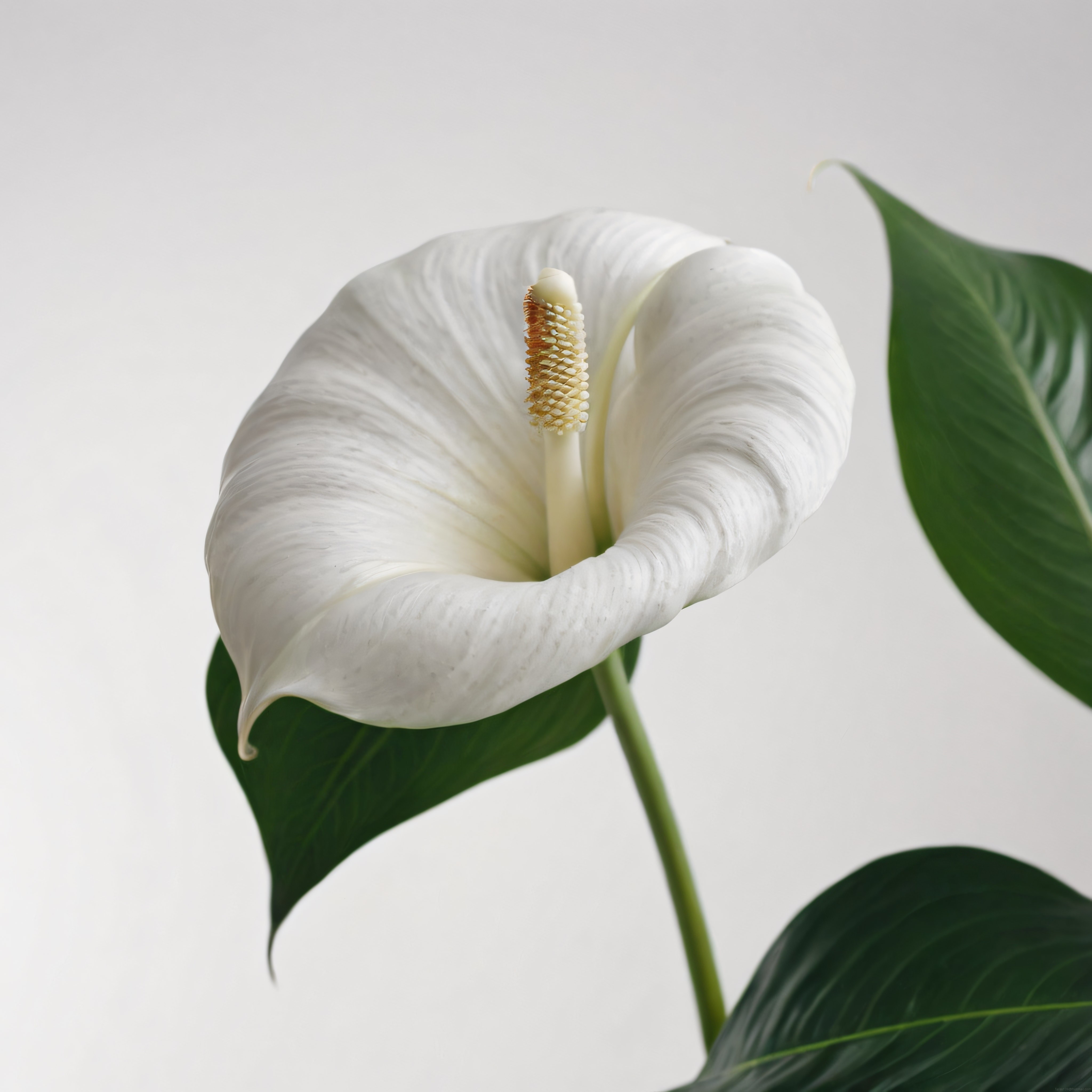 Minimal Stüdyo Arka Planda Beyaz Spathiphyllum Barış Çiçeği Makro Fotoğraf