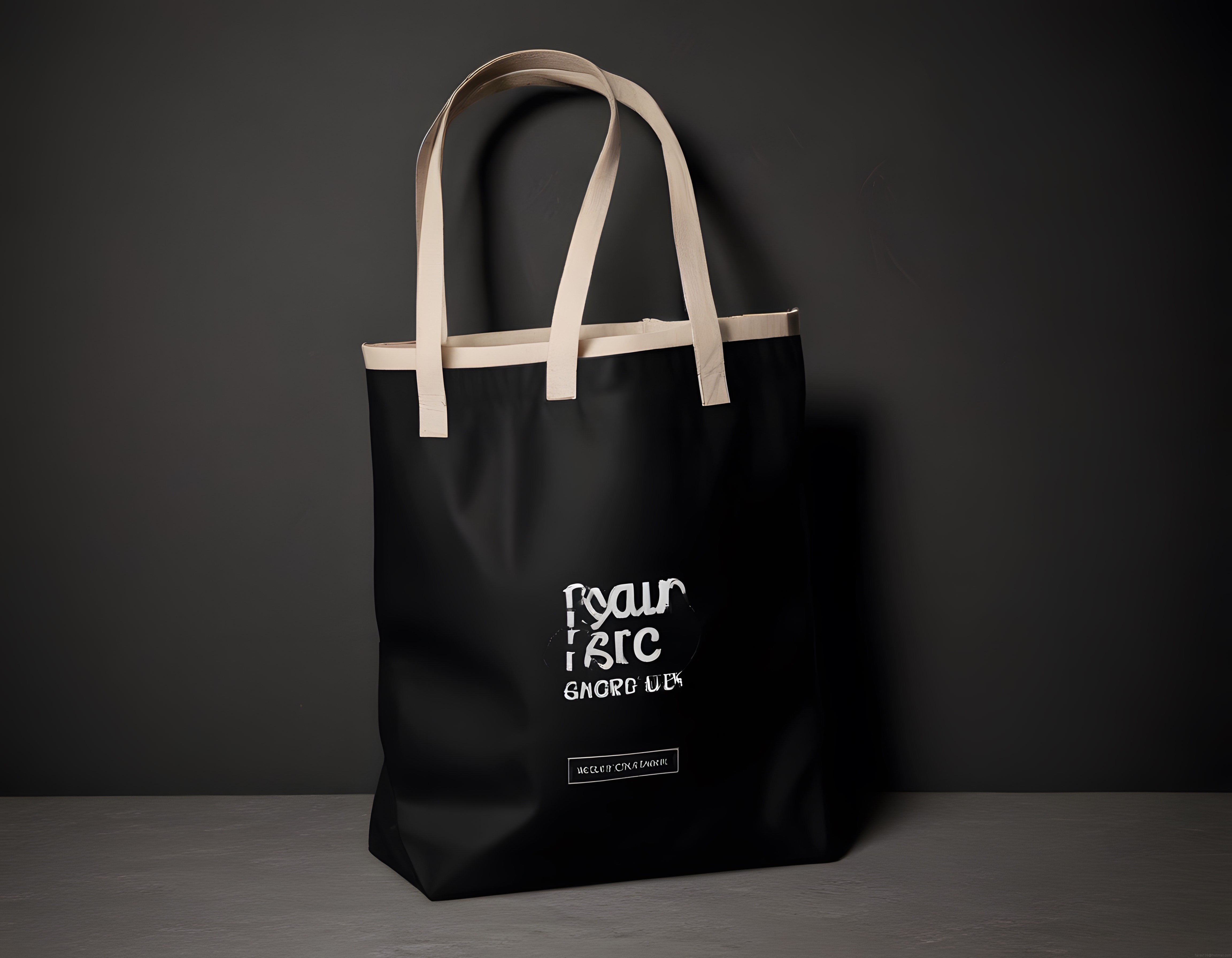 Minimal Stüdyo Çekiminde Siyah Tote Bag ve Müzik Temalı Baskı