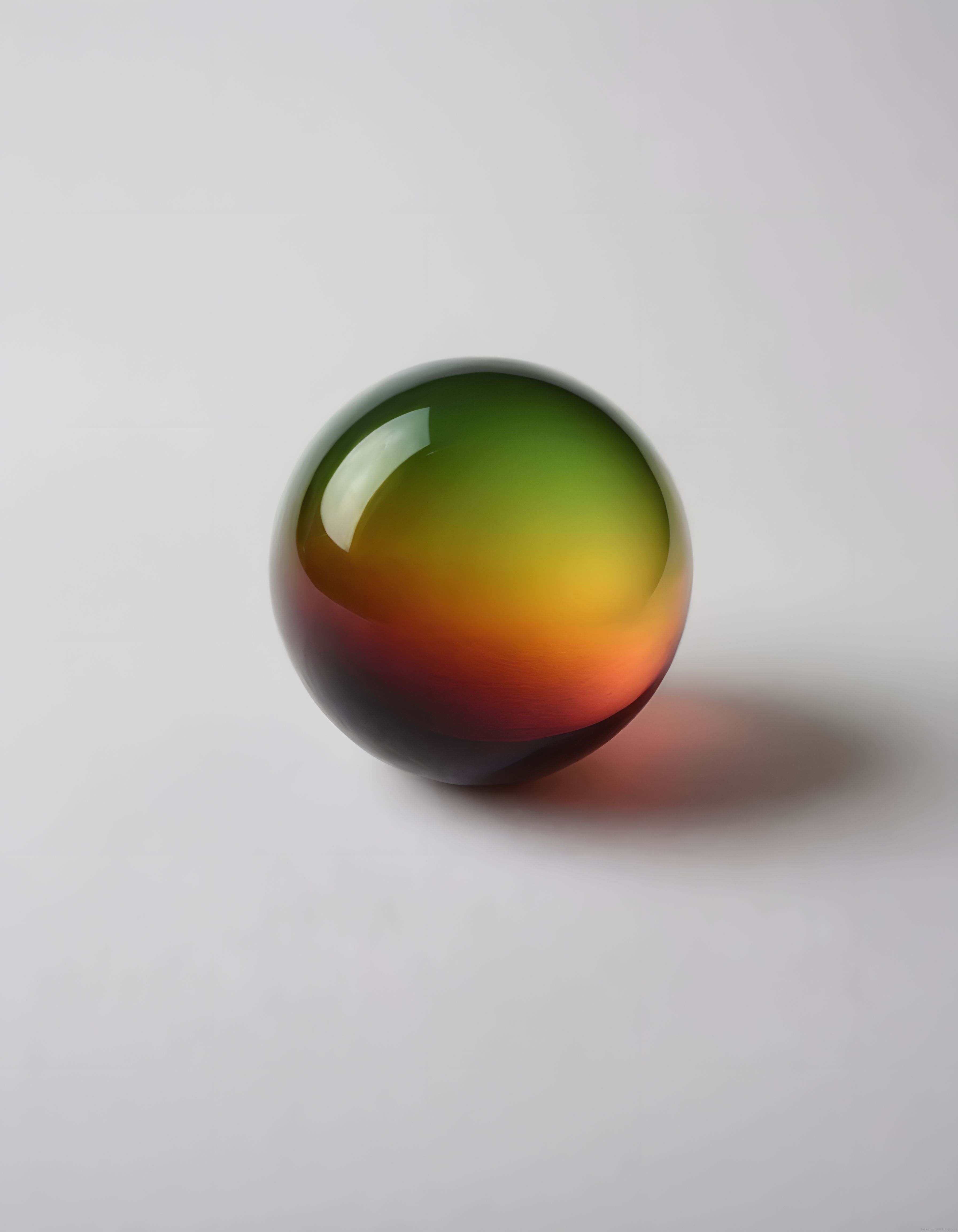 Minimal Stüdyo Işığında Renkli Cam Küre ve Yumuşak Gölge 3D Render
