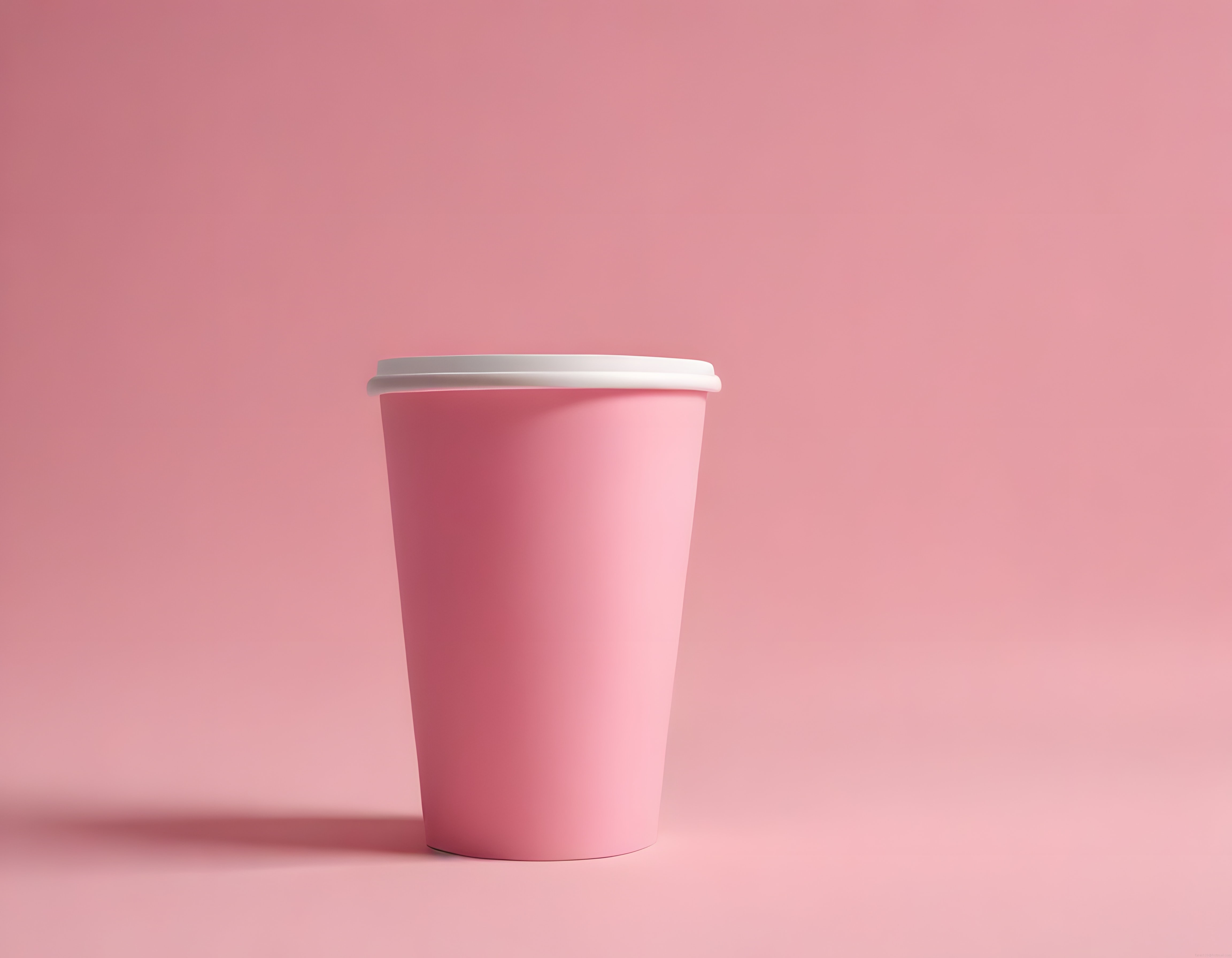 Minimal Stüdyo Ortamında Pembe Karton Take Away Kahve Bardağı