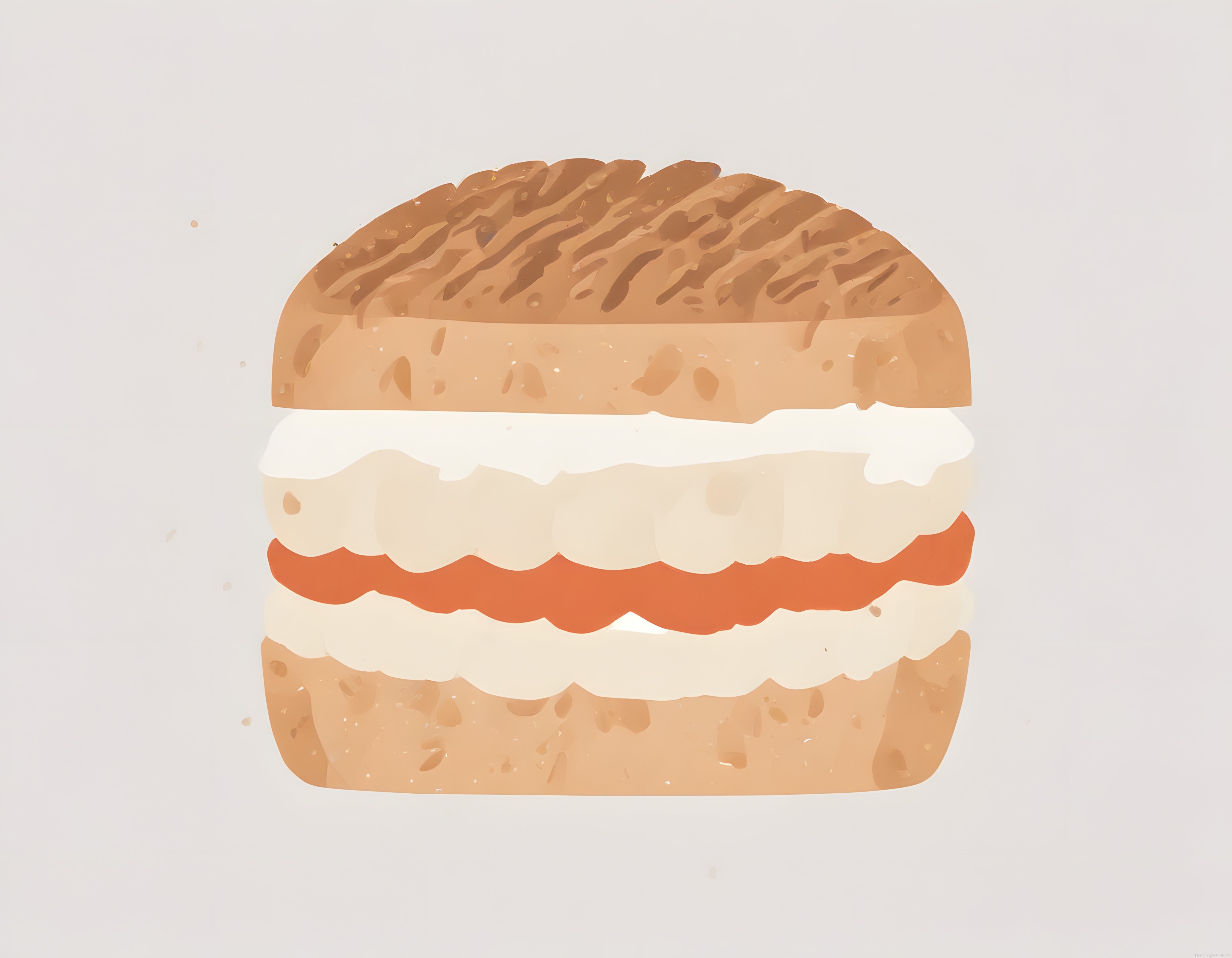 Minimal suluboya tekniğiyle çizilmiş hamburger sandviç illüstrasyonu
