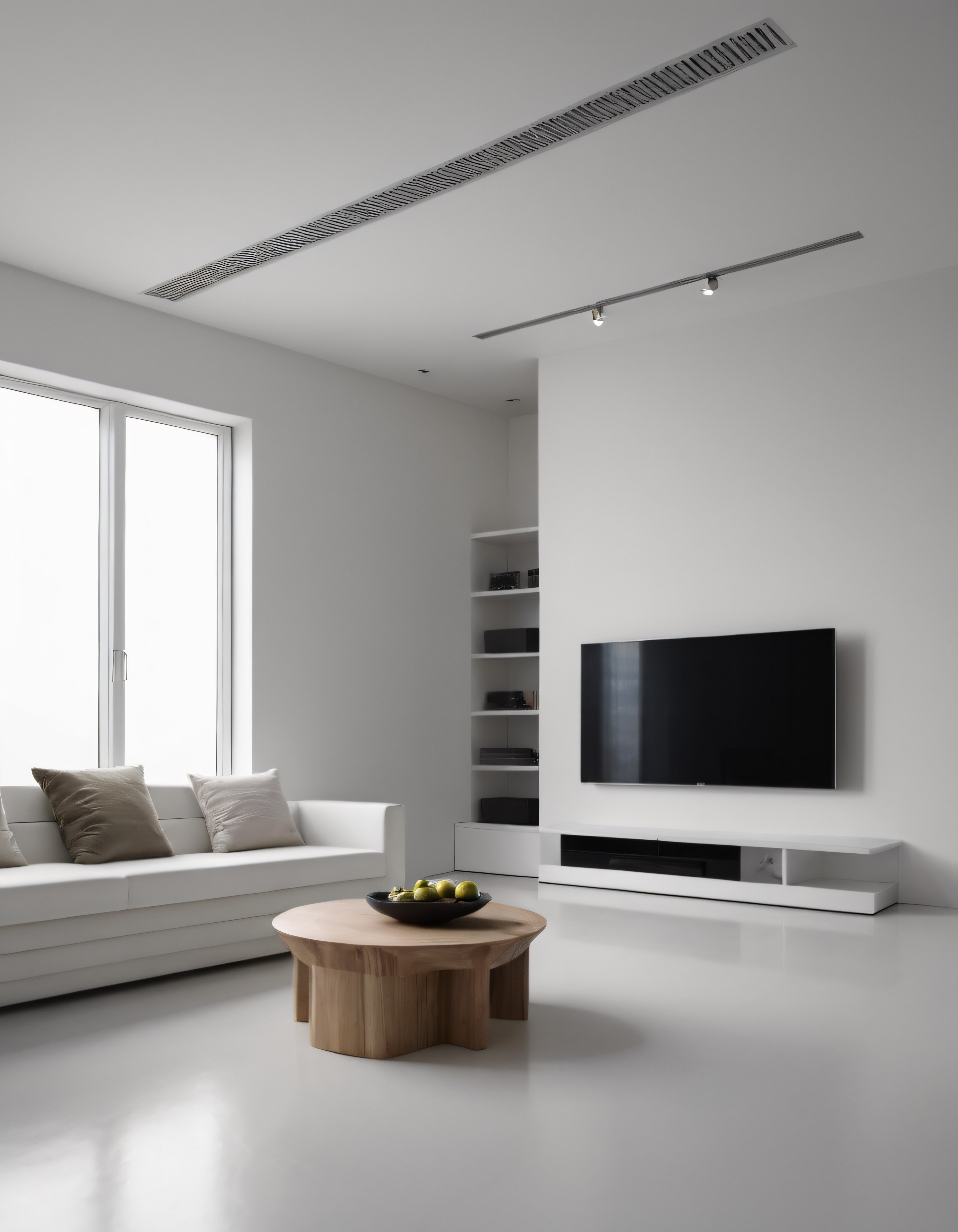 Minimal Tasarım ve Beyaz Tonların Hakimiyetiyle Modern Salon Dekorasyonu