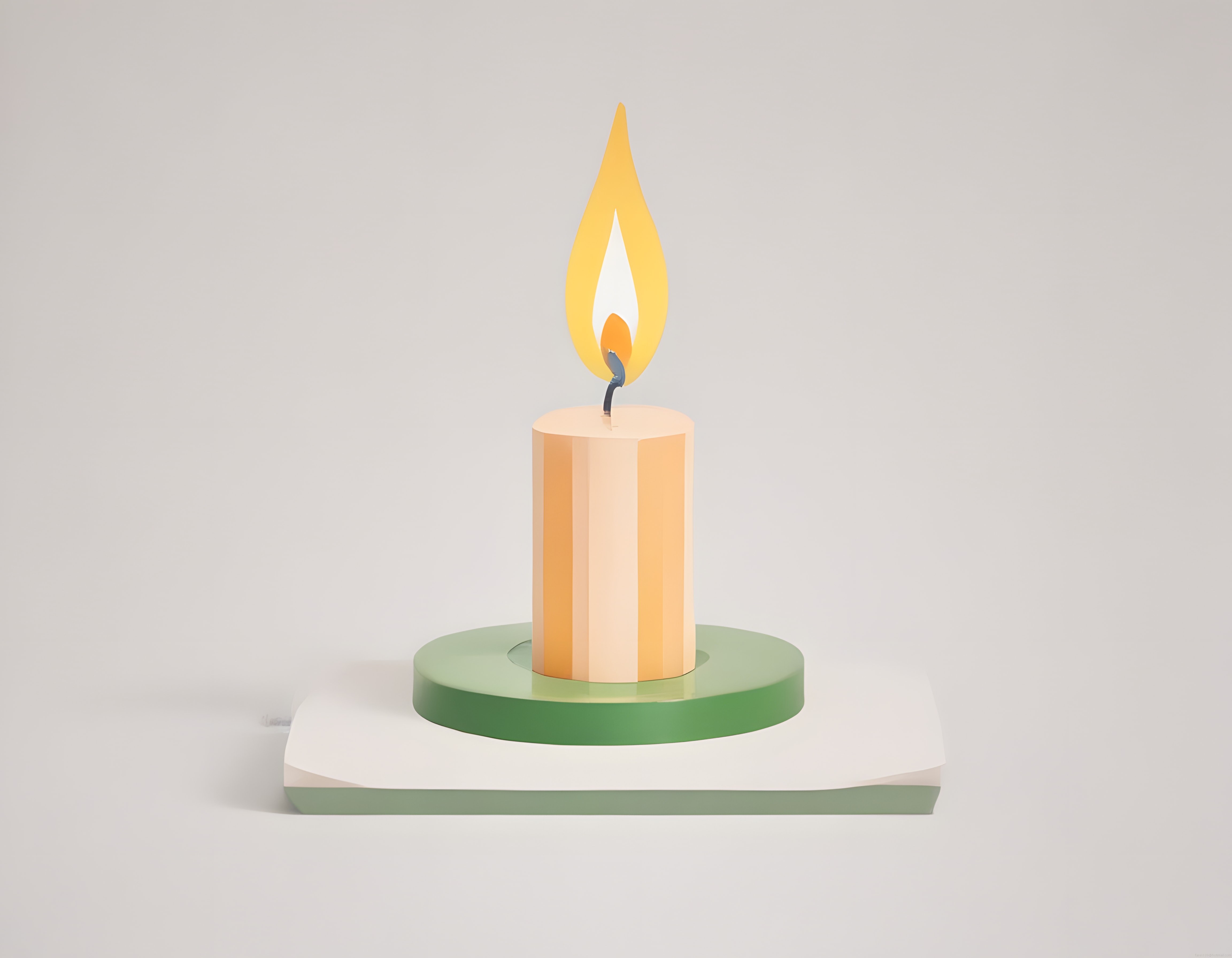 Minimalist 3D Mum Render: Sıcak Alev ve Pastel Tonlarla Huzur Dolu Dijital Sanat