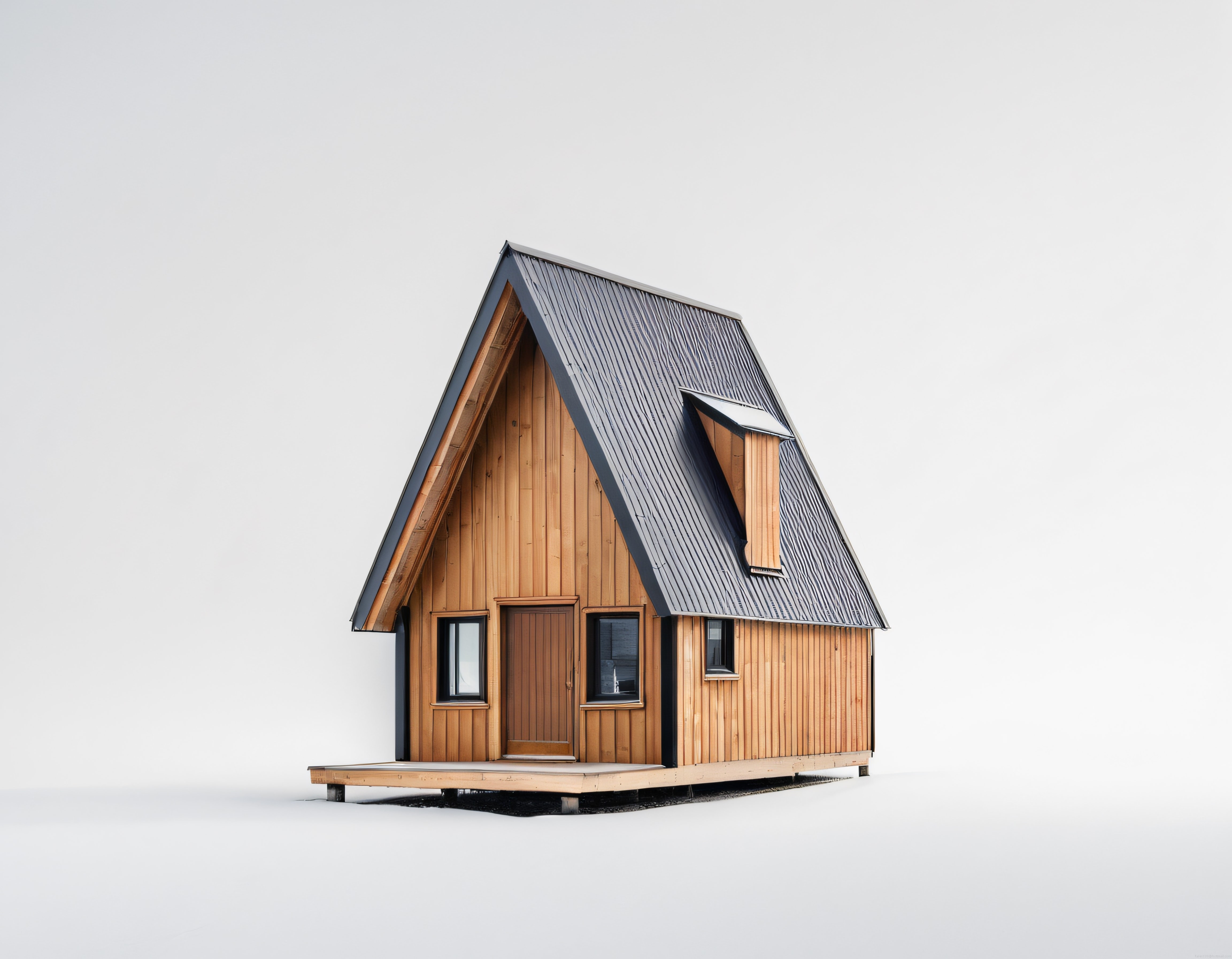 Minimalist Ahşap A-Frame Kulübe: Modern ve Sade Yaşam Alanı Tasarımı