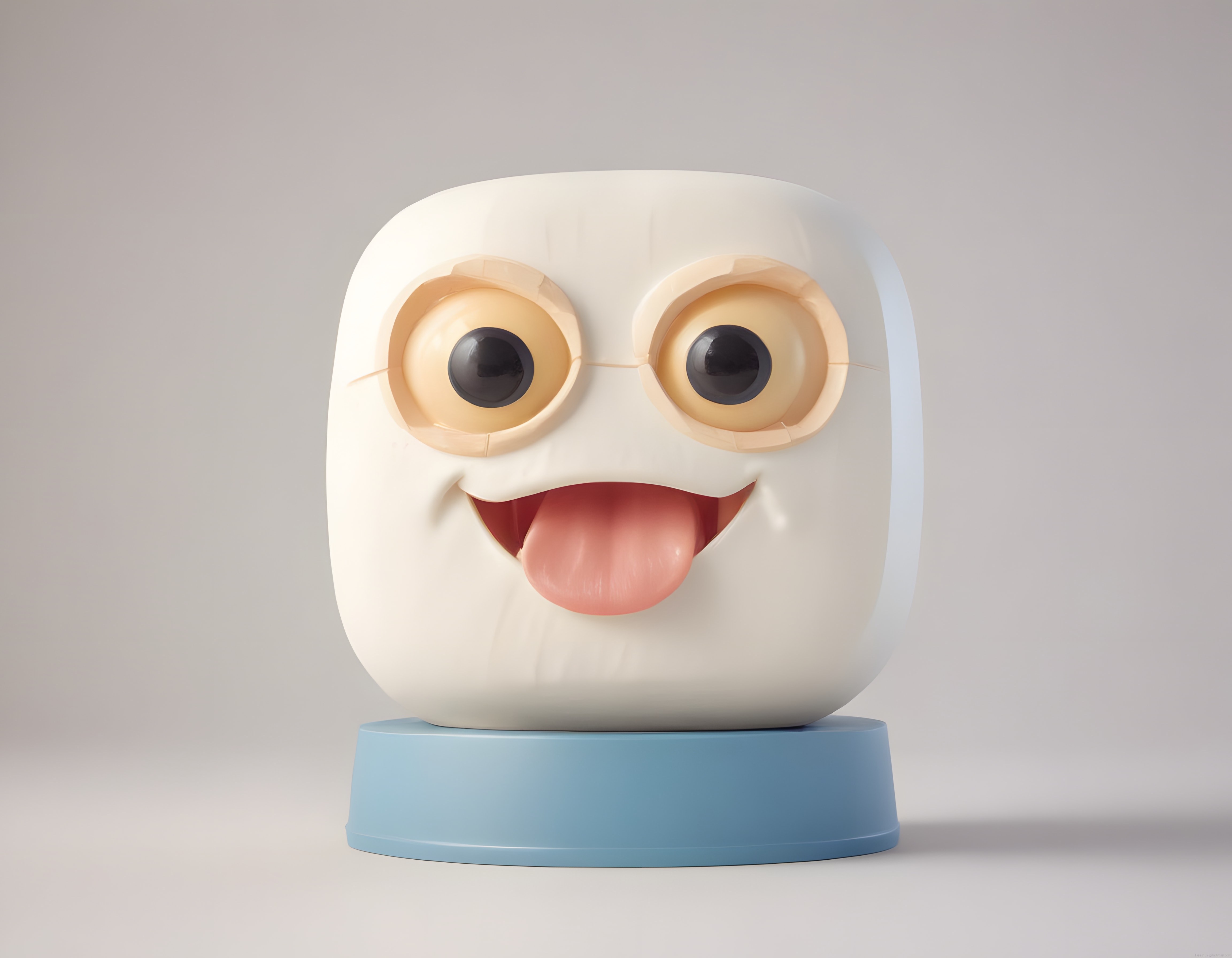 Minimalist Arka Planda Dilini Çıkarmış Komik Yumurta Karakteri 3D Tasarım