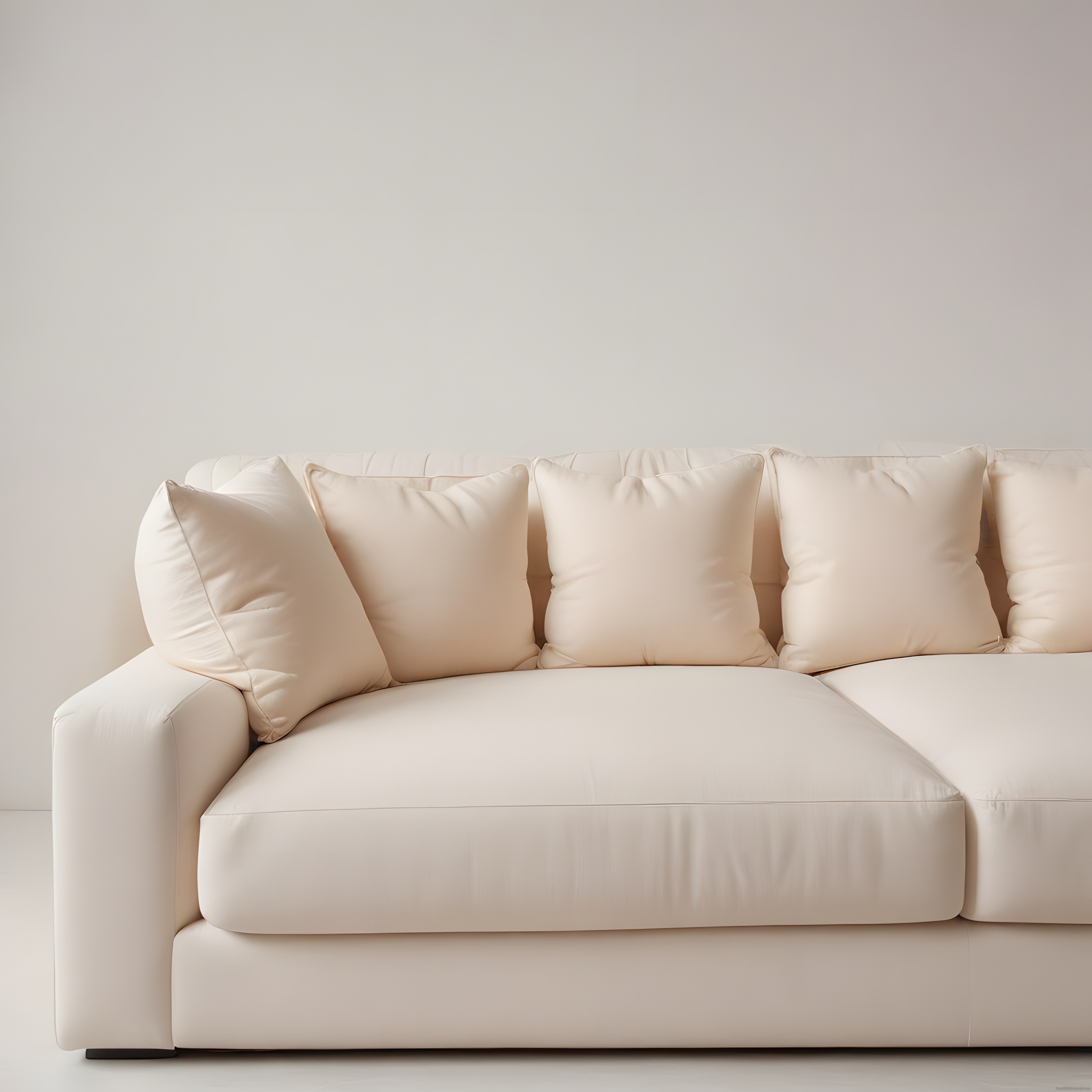 Minimalist Bej Kanepe ve Yumuşak Yastıklar ile Sade Salon Dekorasyonu