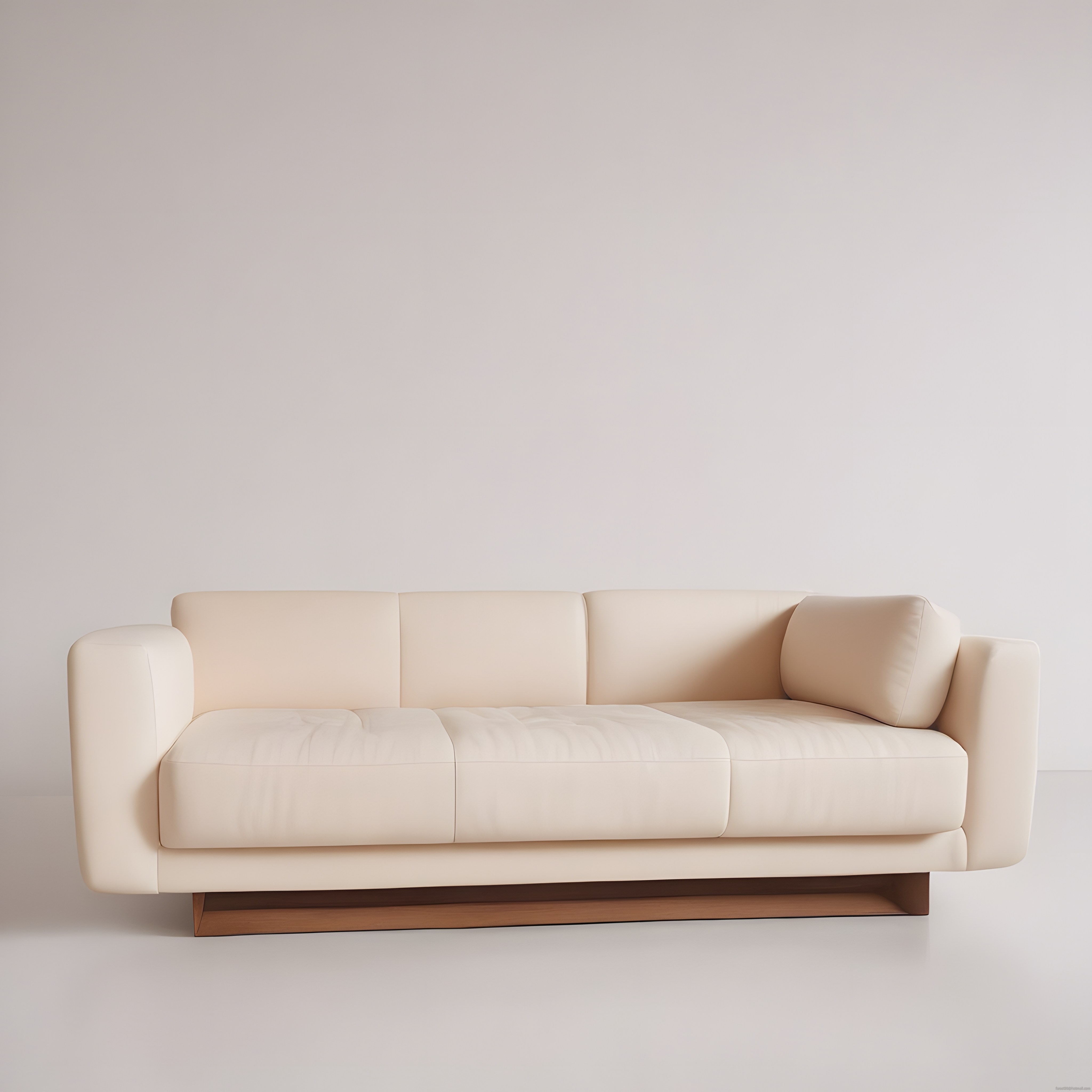 Minimalist Bej Modern Kanepe: Stüdyo Ortamında Şık Üçlü Koltuk ve Ahşap Ayak Detayı