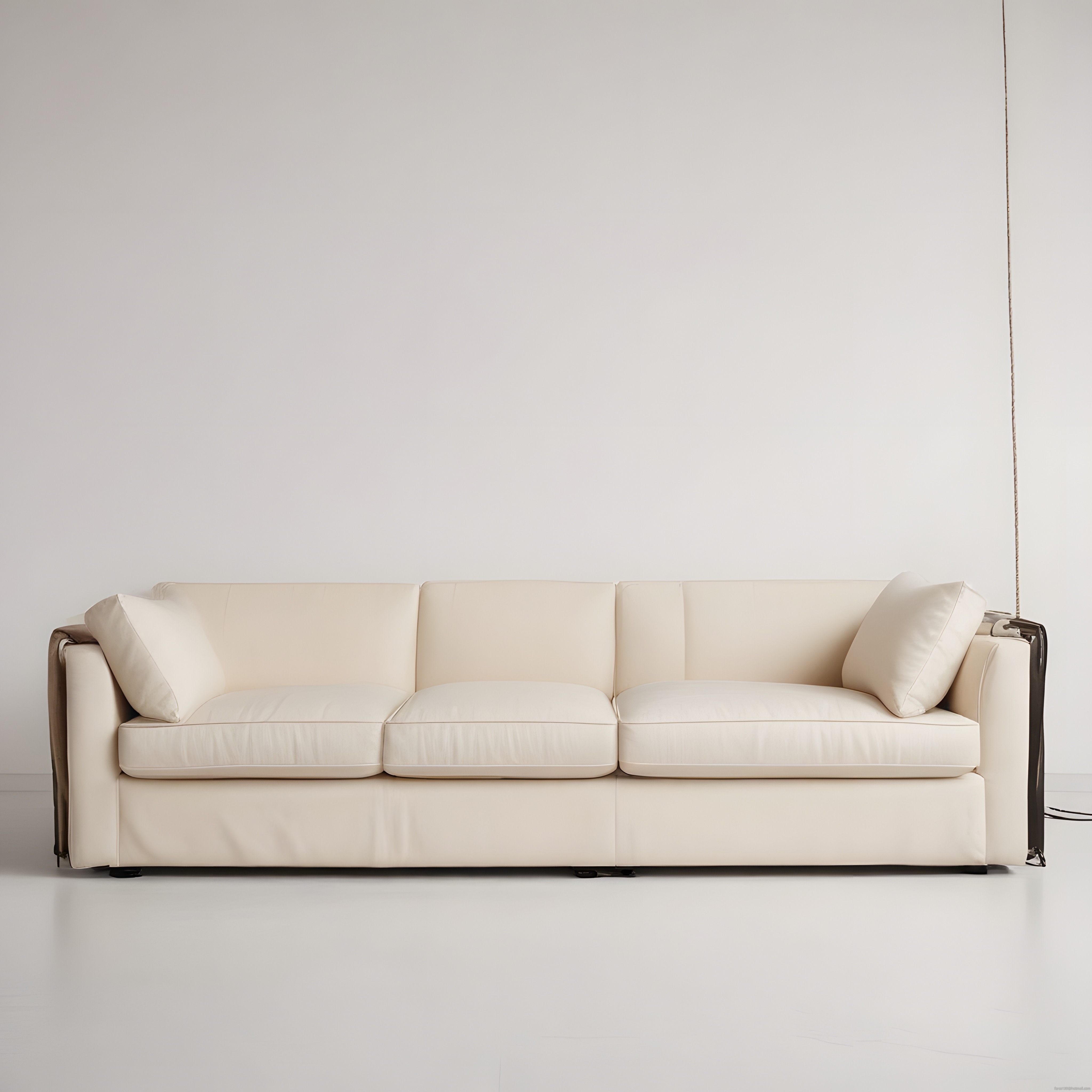 Minimalist Bej Üçlü Kanepe ile Modern ve Sade Salon Dekorasyonu