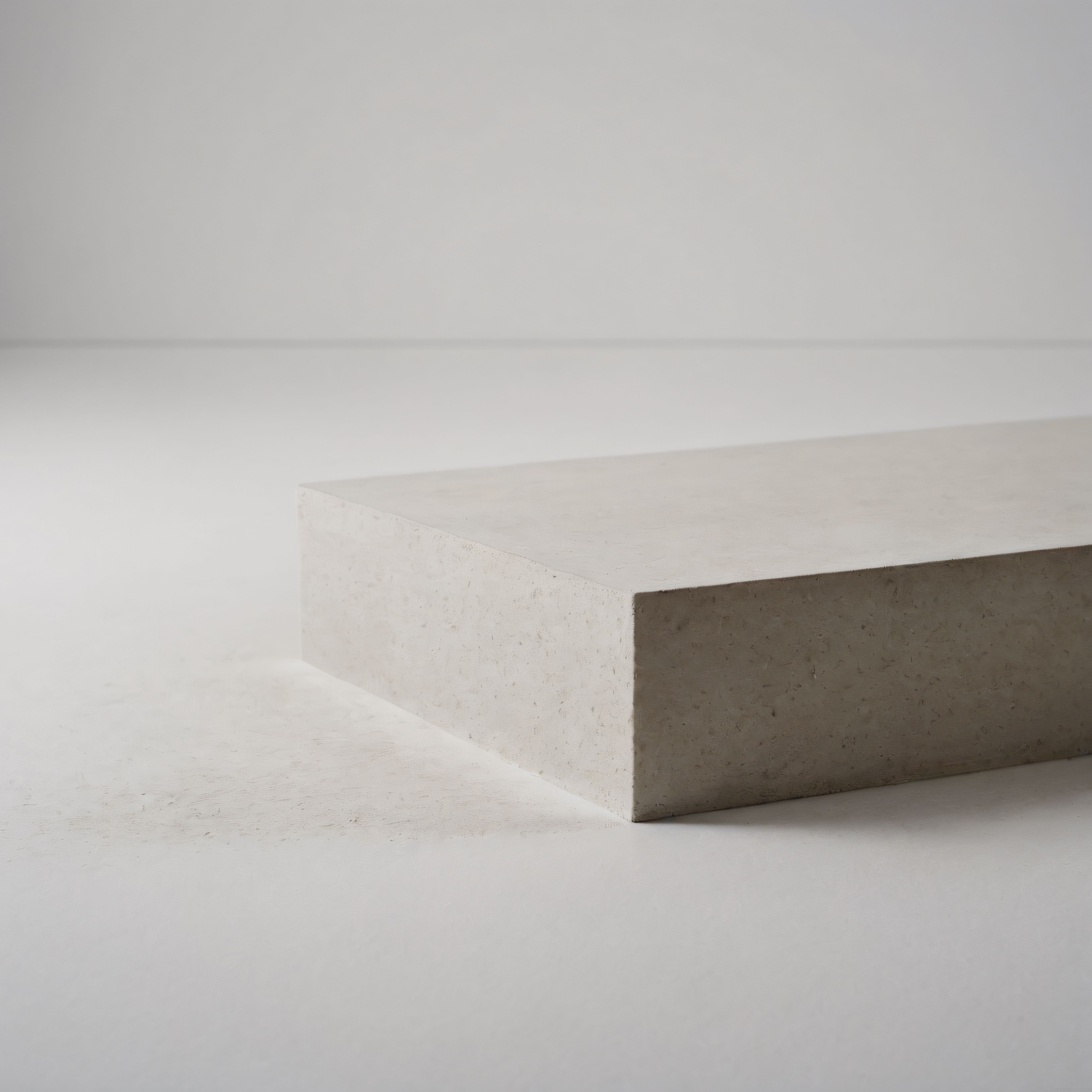 Minimalist beton podyum ve beyaz stüdyo arka planlı boş ürün sunum sahnesi
