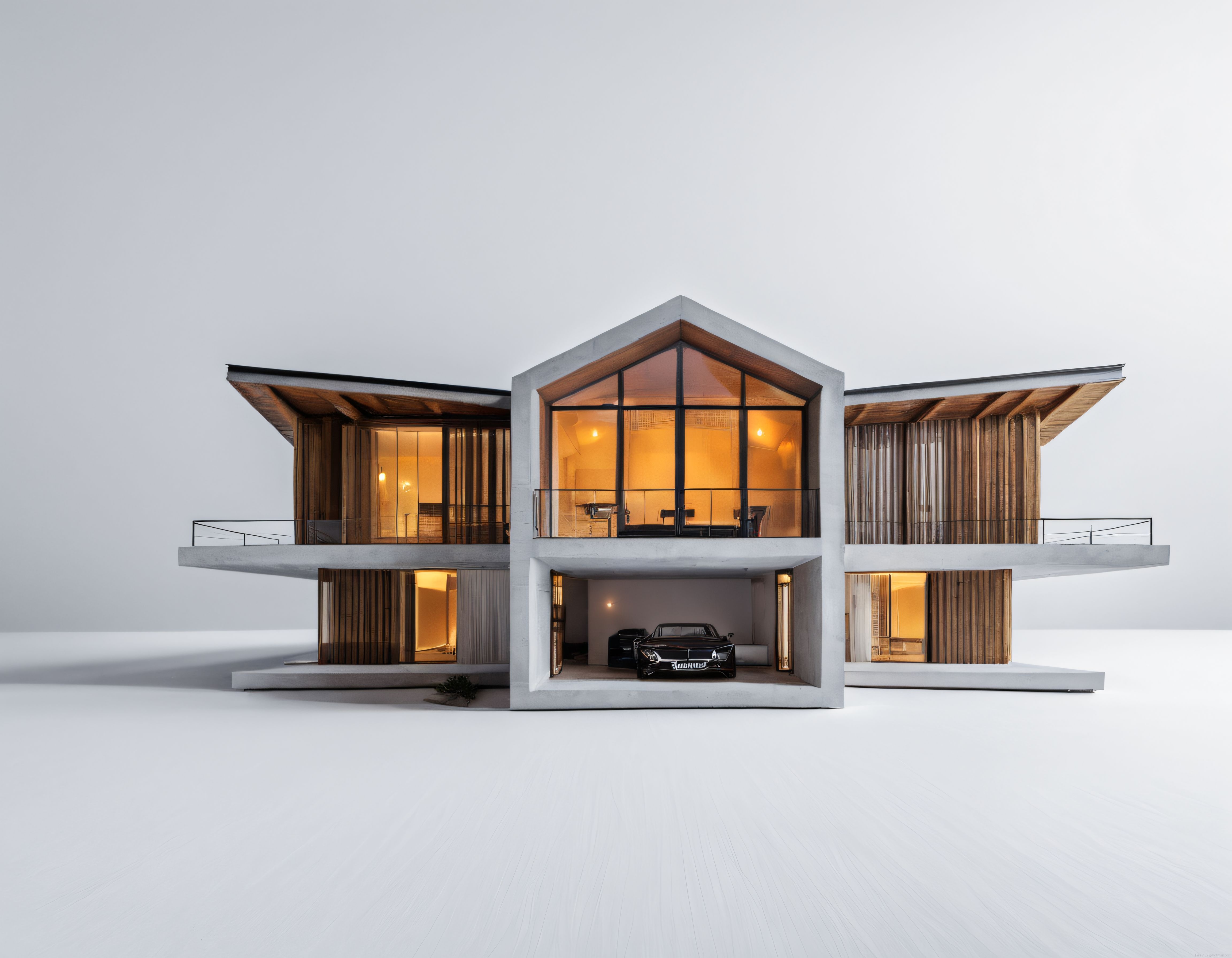 Minimalist beton ve ahşap detaylarla tasarlanmış çağdaş lüks villa konsepti