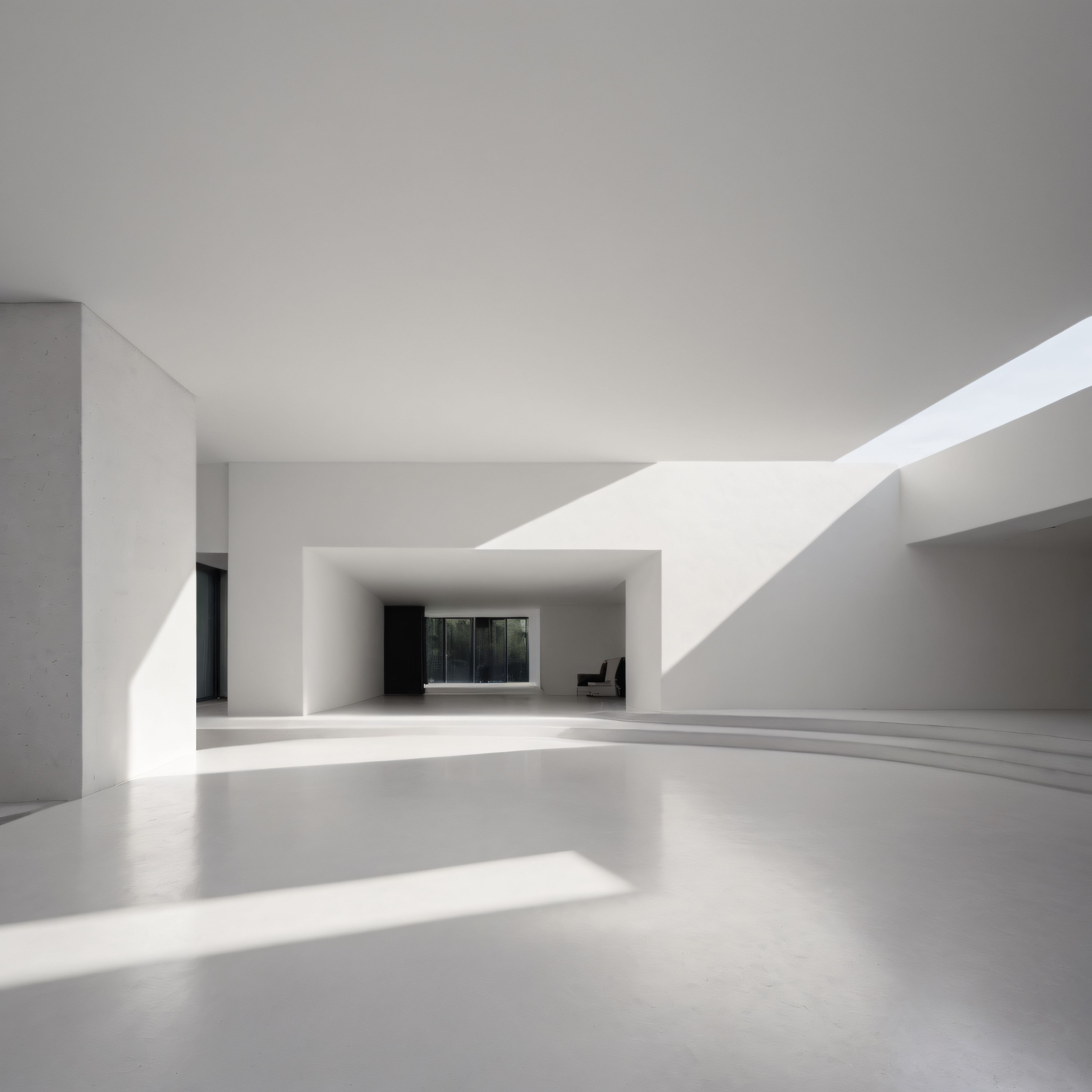 Minimalist Betonarme Galeri İç Mekan ve Doğal Işık Gölge Oyunu