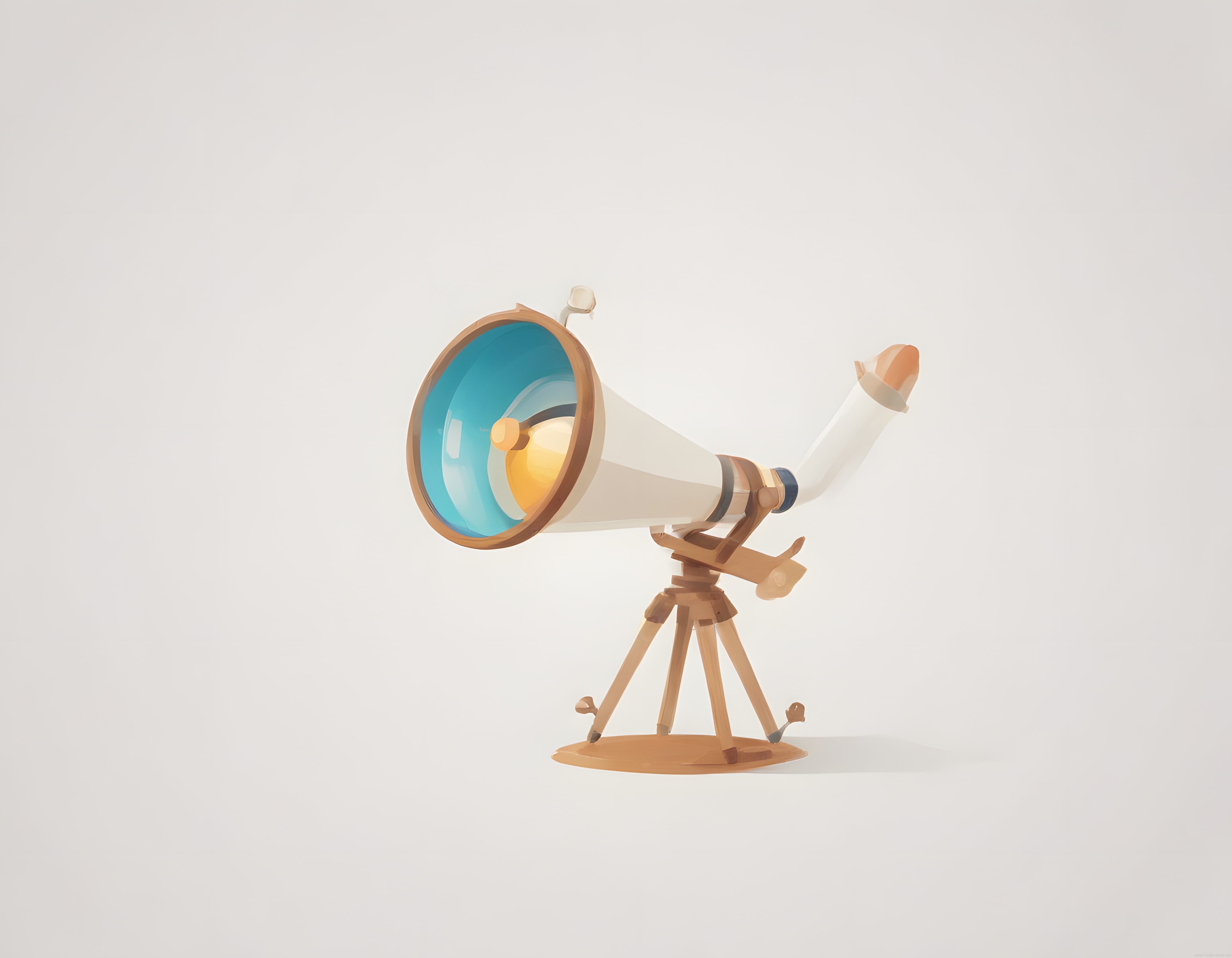 Minimalist beyaz arka planda 3d render modern astronomi teleskobu