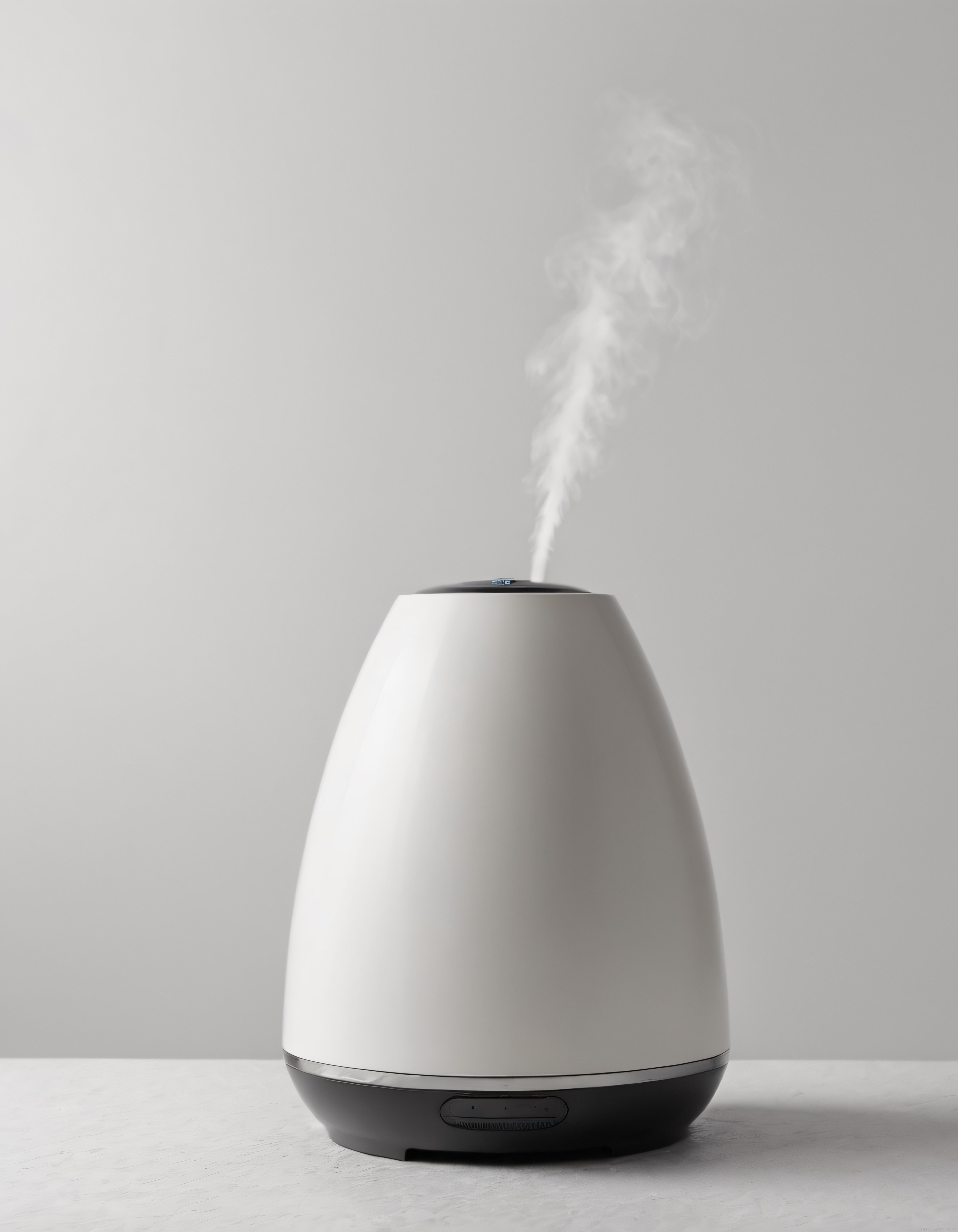Minimalist Beyaz Arka Planda Çalışan Modern Hava Nemlendirici Cihazı